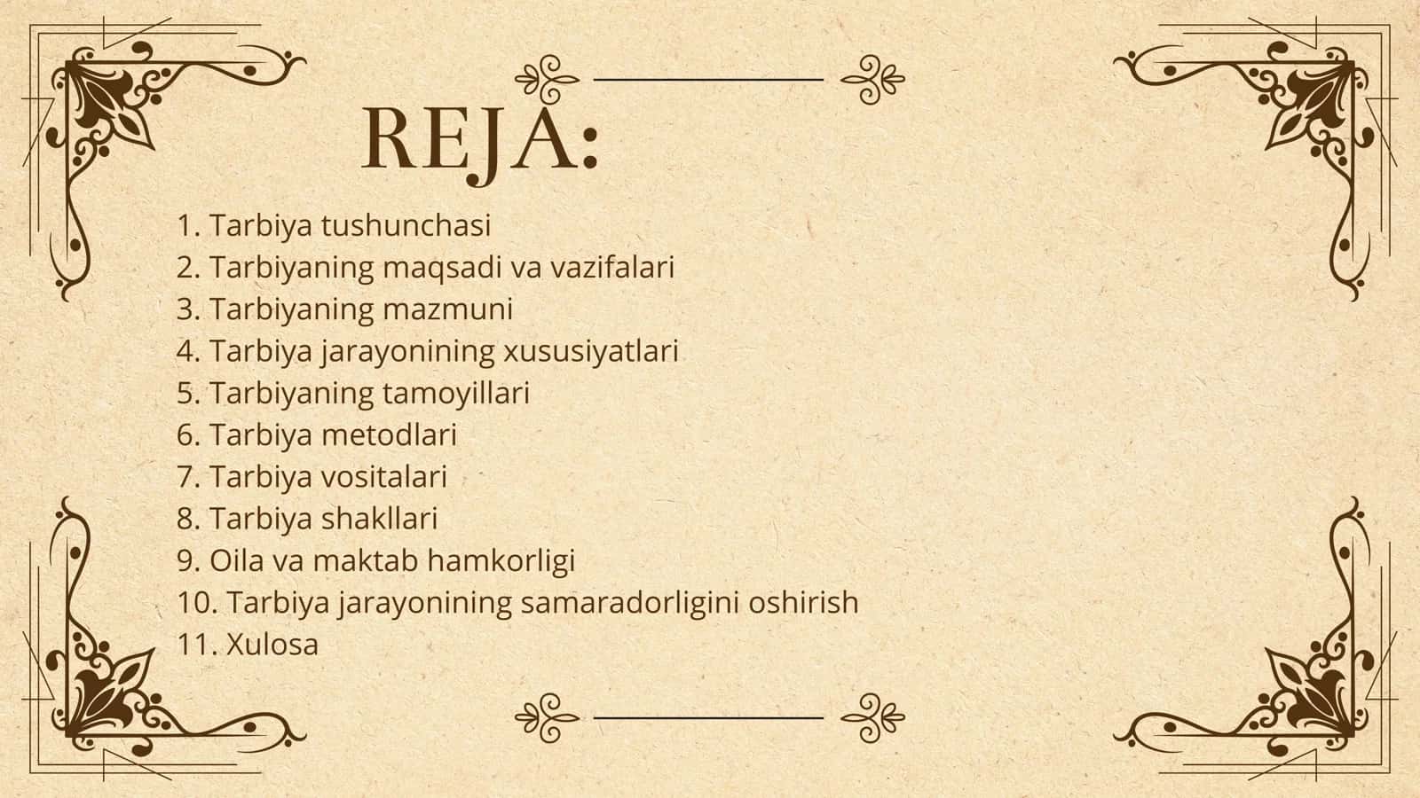 PEDAGOGIK JARAYONDA TARBIYA 2