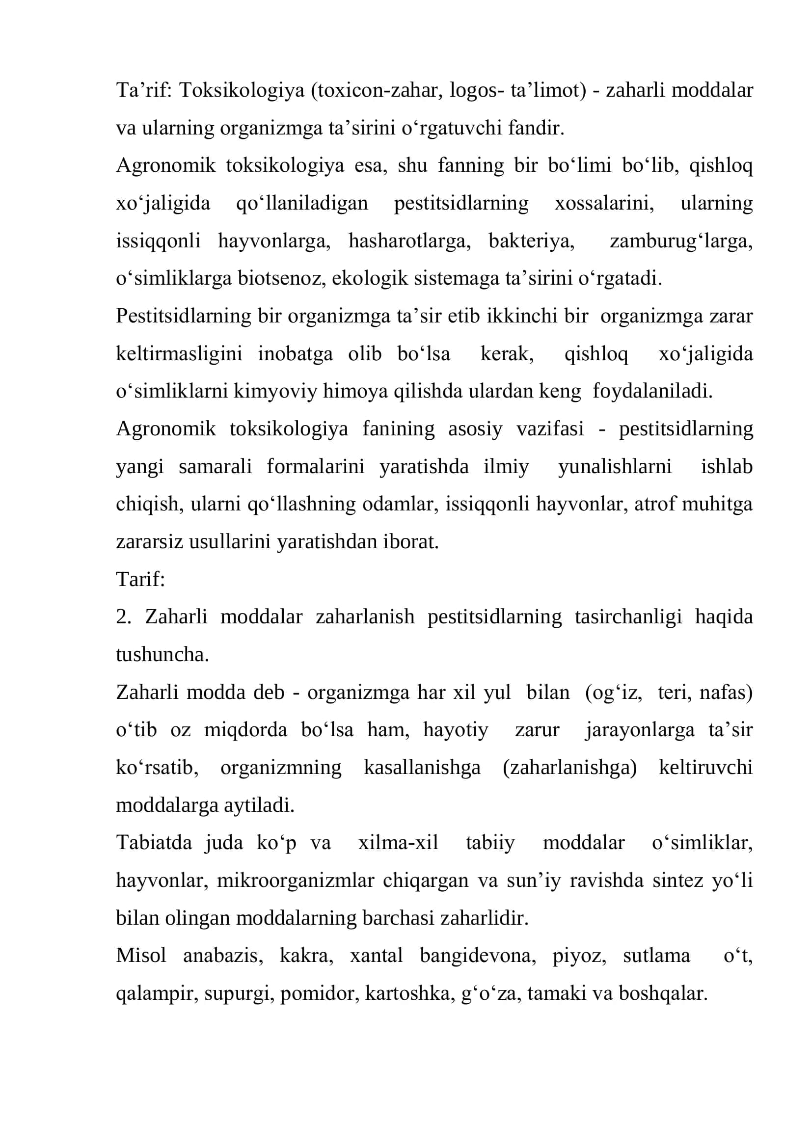 Agronomik toksikologiya asoslari 2