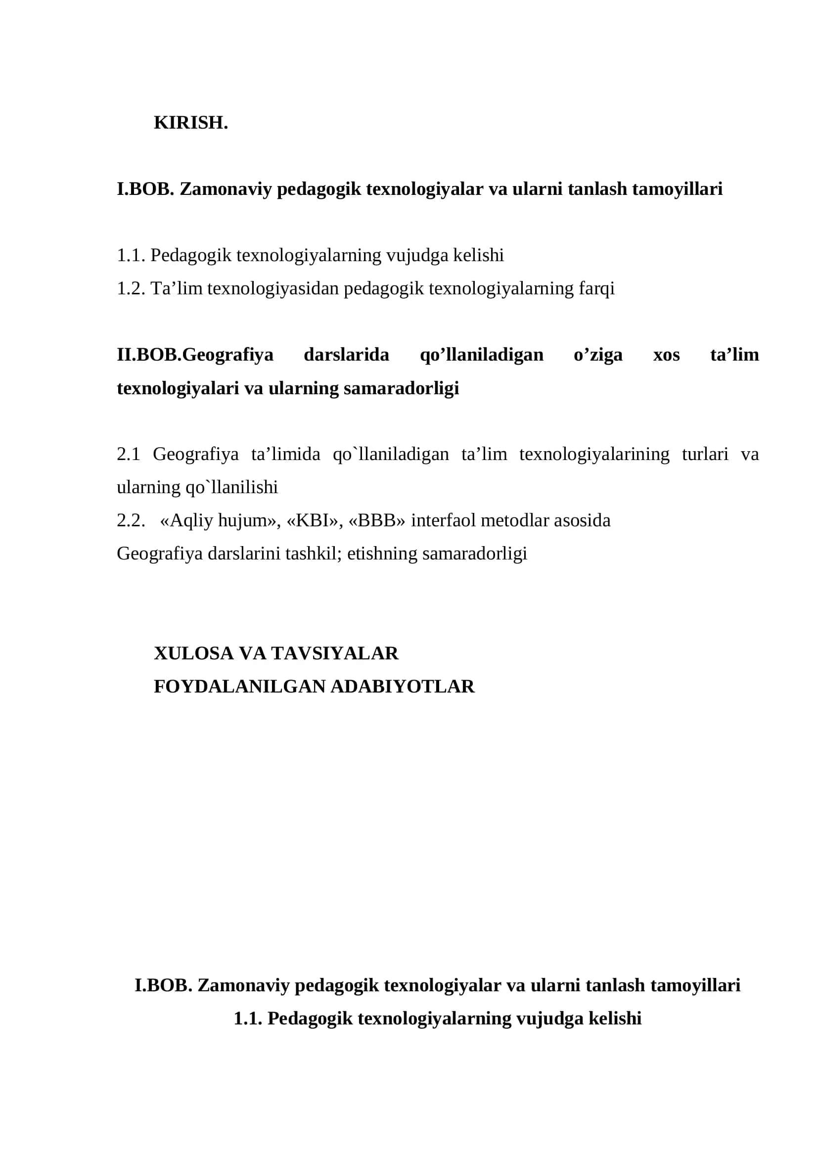 UMUMIY O'RTA TA'LIM MAKTABLARIDA YANGI PEDAGOGIK TEXNOLOGIYALAR ASOSIDA DARS O`TISHNING DOLZARB MASALALARI 2