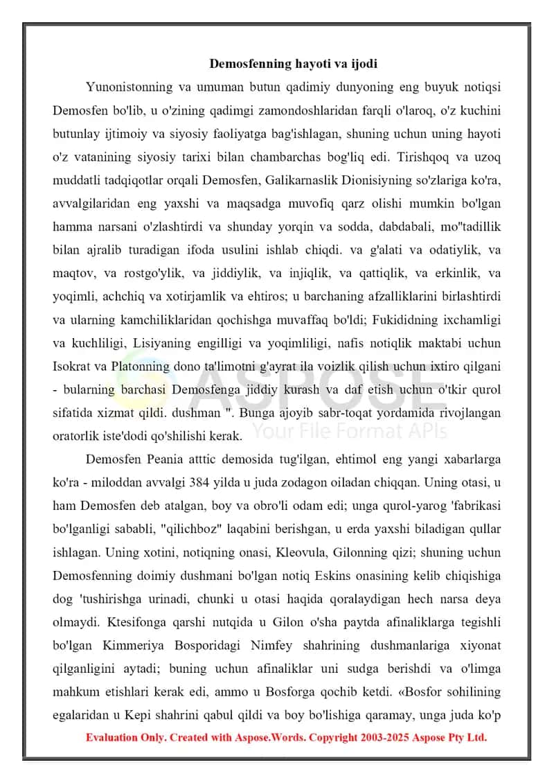 Demosfen notiqli sanatiga qo’shgan xissasi 2