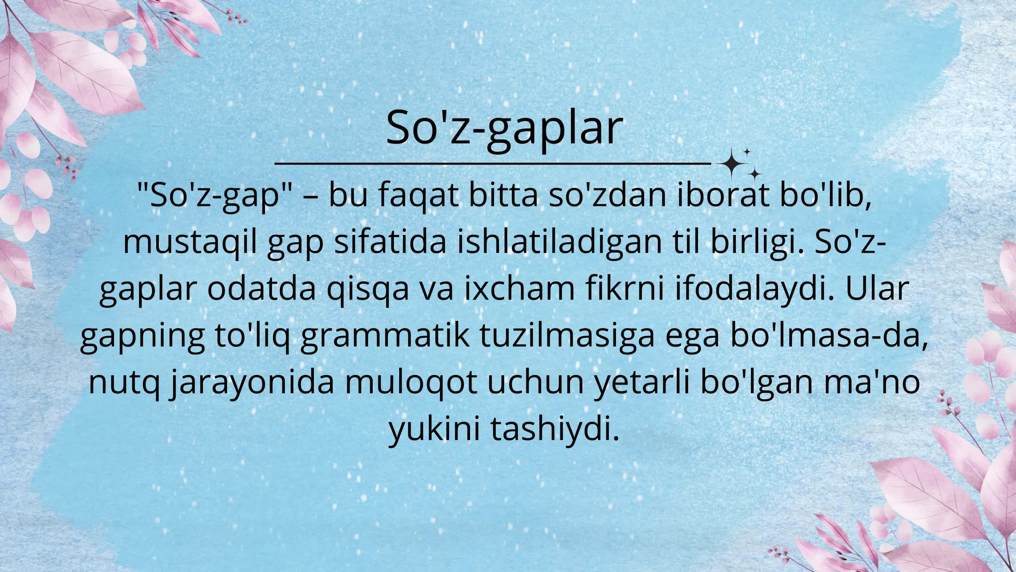 So'z-gap tizimi haqida 2