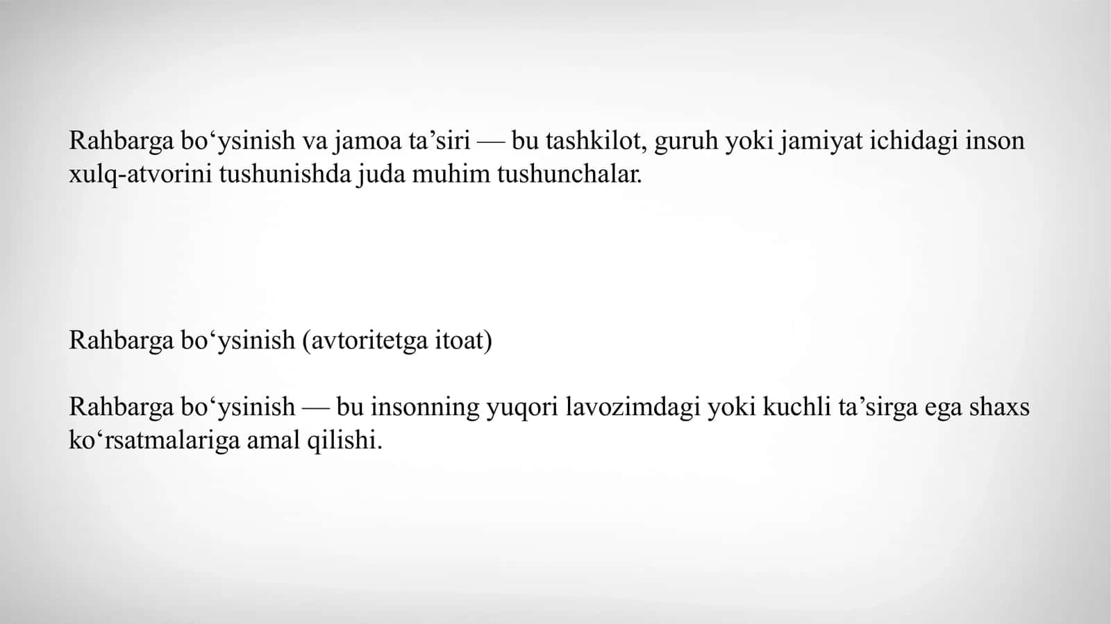 Rahbarga boʻysinishda j a m o a t a ’ s i r i 2