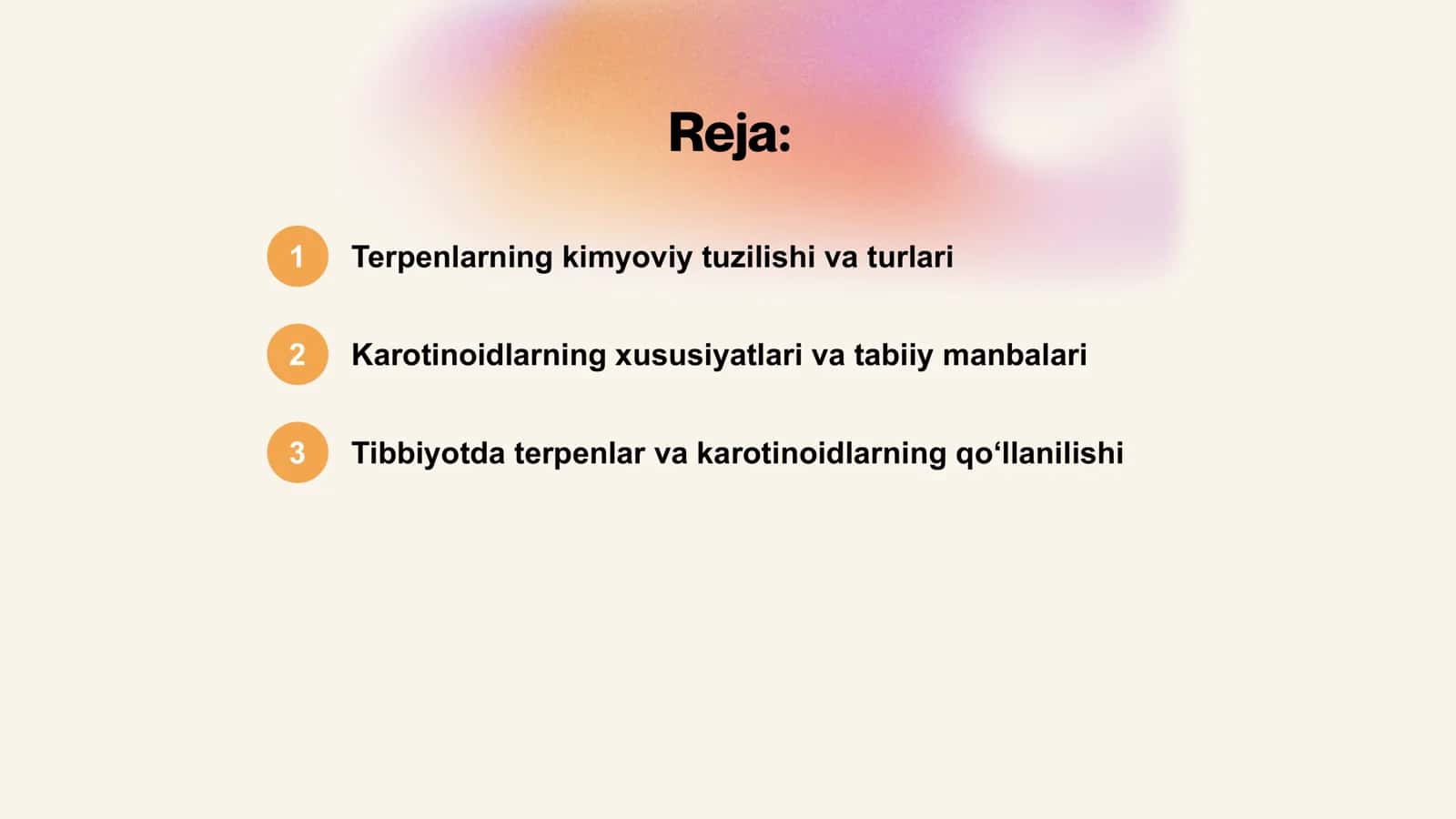 Terpenlar. Klassifikatsiyasi. Karotinoidlar. Tibbiyotdagi axamiyati 2