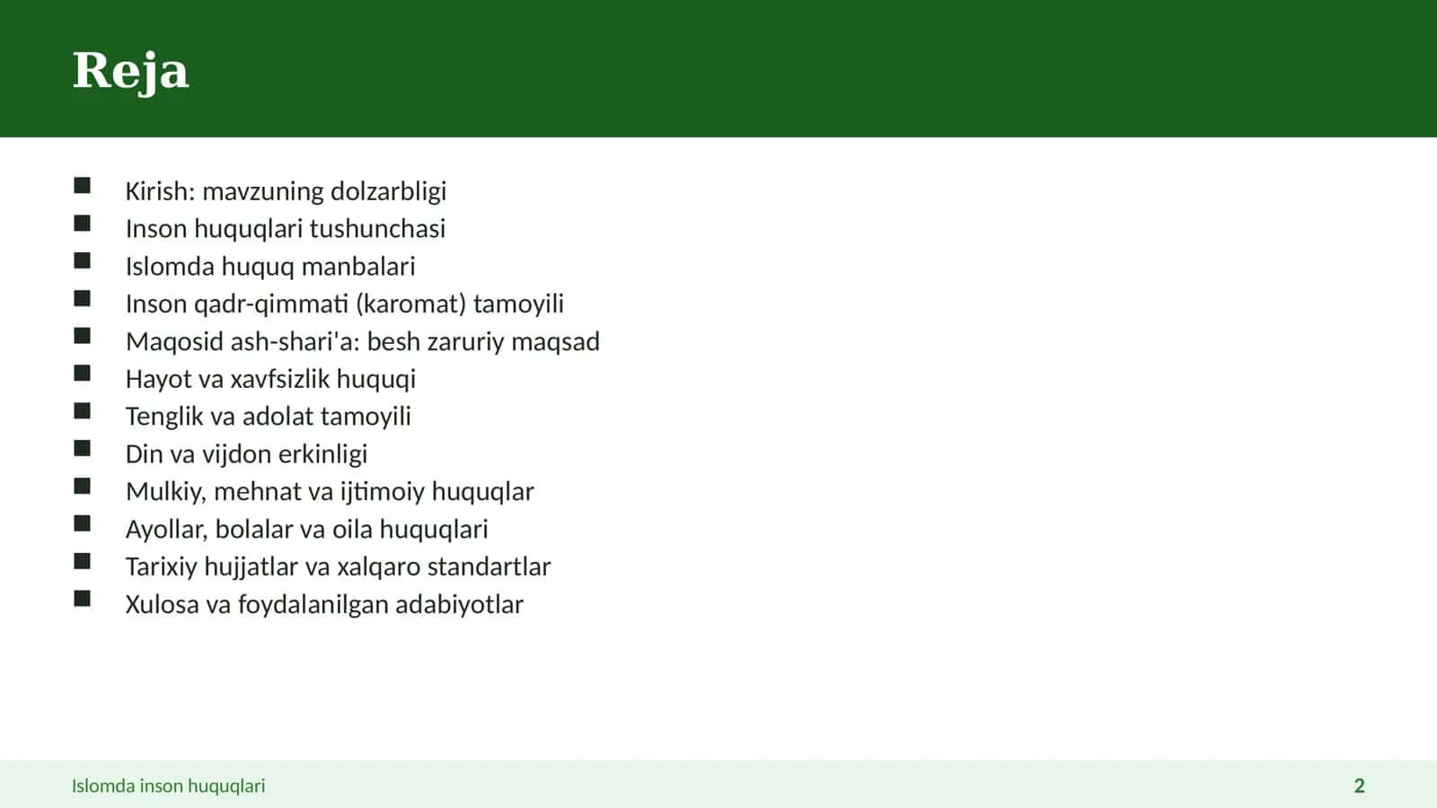 Islomda inson huquqlari 2
