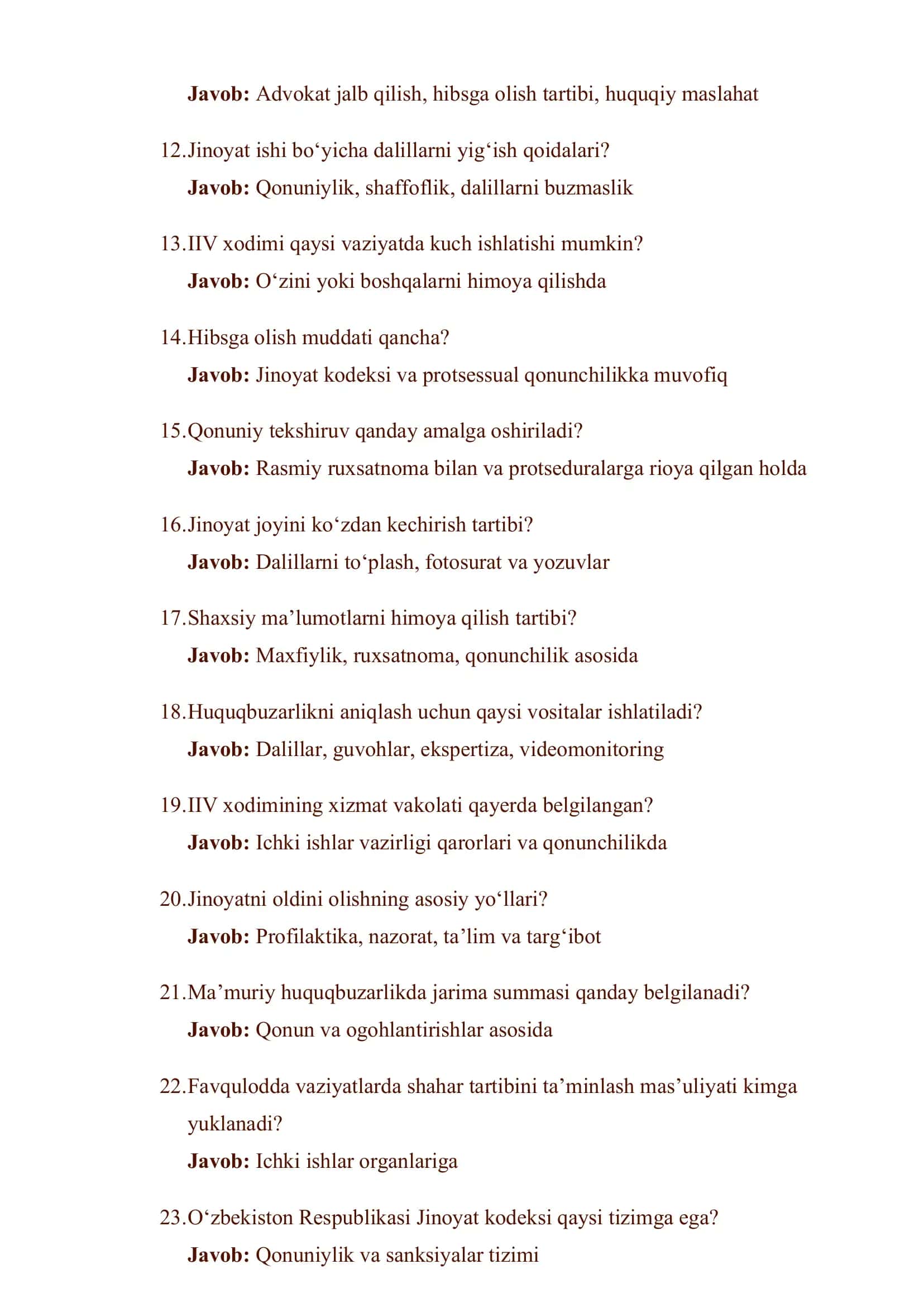 ICHKI ISHLAR TIZIMI IMTIHONLARI 2