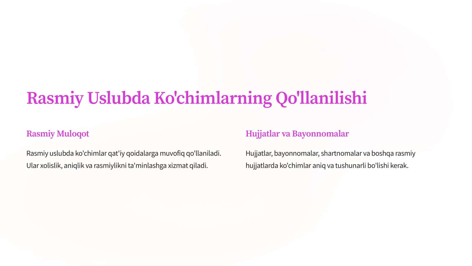 Ko'chimlarning Turli  Funktsiyaviy Uslublarda  Qo'llanilishi 2