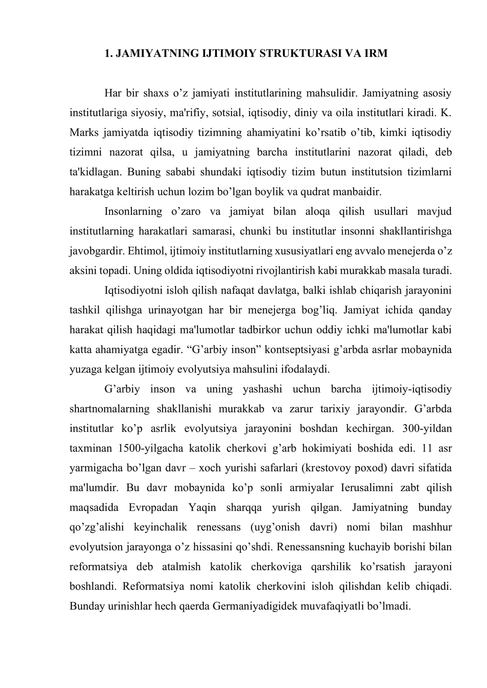 IRMning jamiyatning ijtimoiy strukturasida tutgan o’rni 2