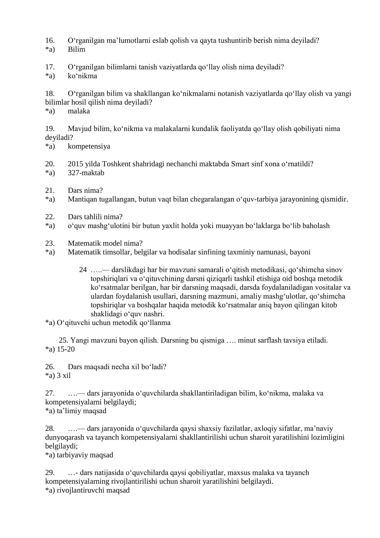 Matematika test 2