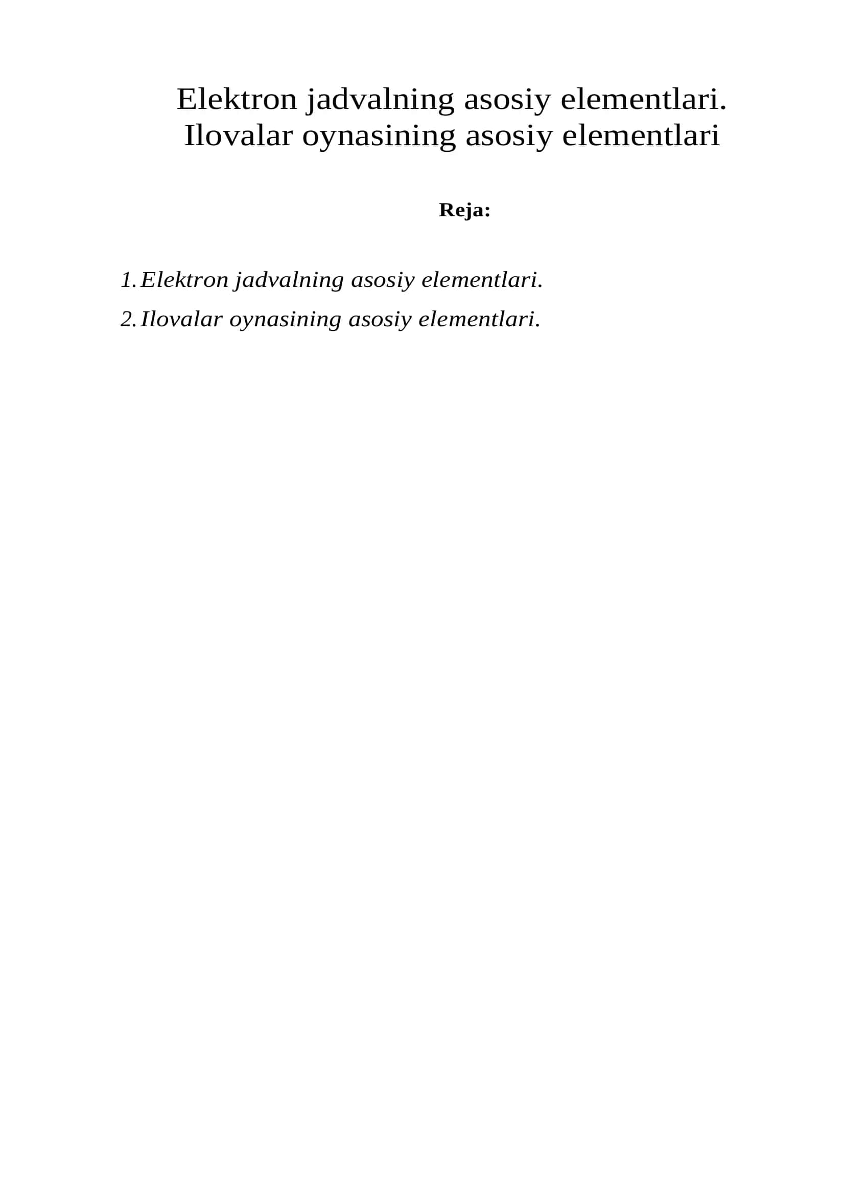 Elektron jadvalning asosiy elementlari 2