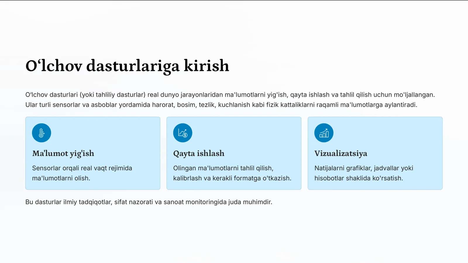 O'lchov dasturlari va boshqaruv dasturlaridagi mikroprotsessorlar 2