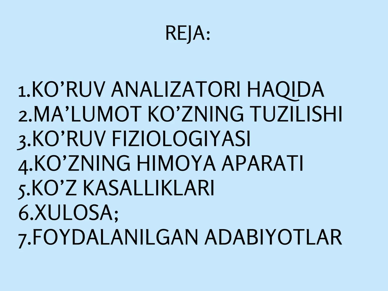 Ko‘ruv analizatori. Ko‘zning optik tizimi. 2