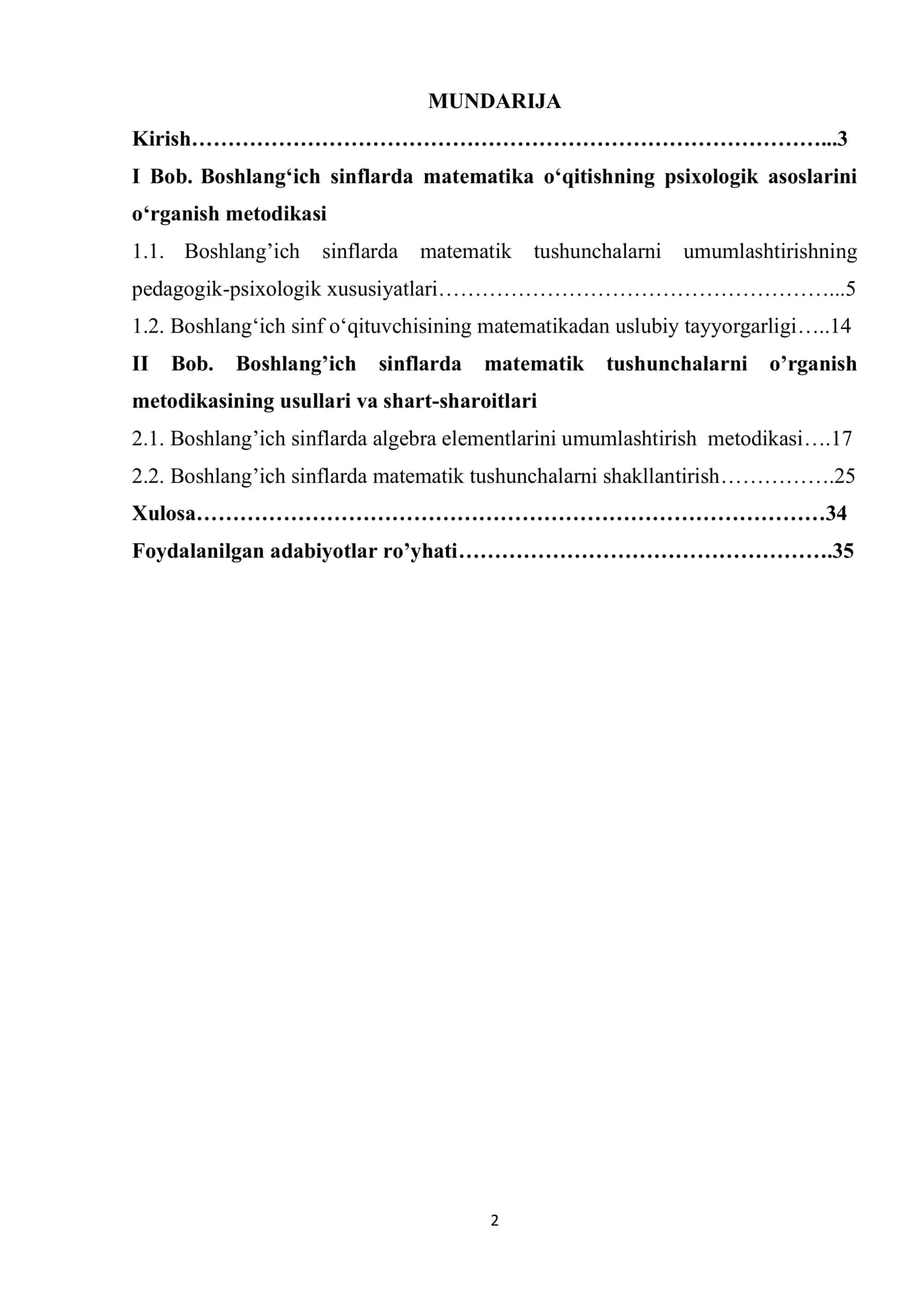 Boshlang‘ich sinflarda matematika o‘qitishning psixologik asoslarini o‘rganish metodikasi 2