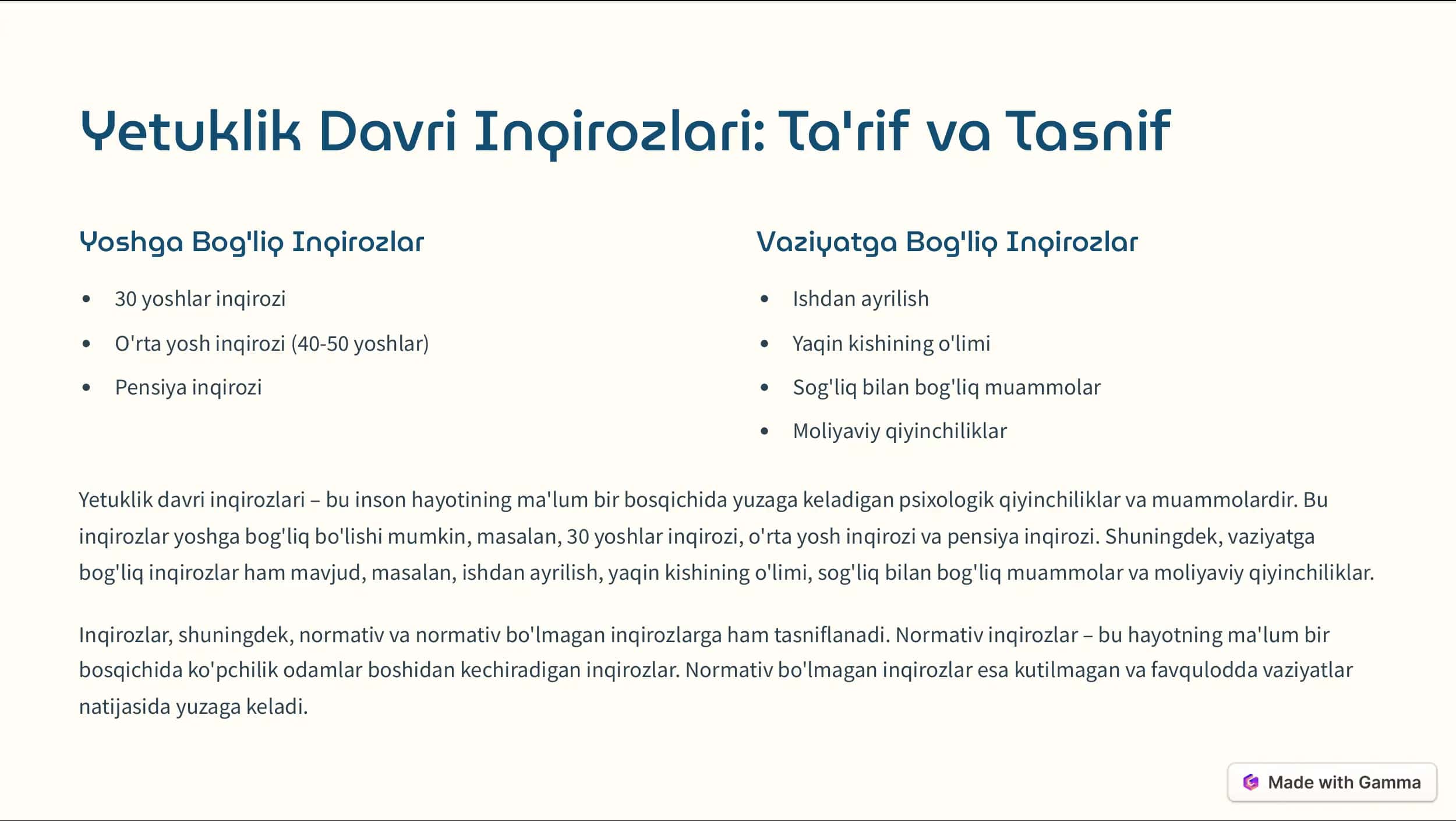 Rivojlanish Psixologiyasida  Yetuklik Davri Inqirozlari 2