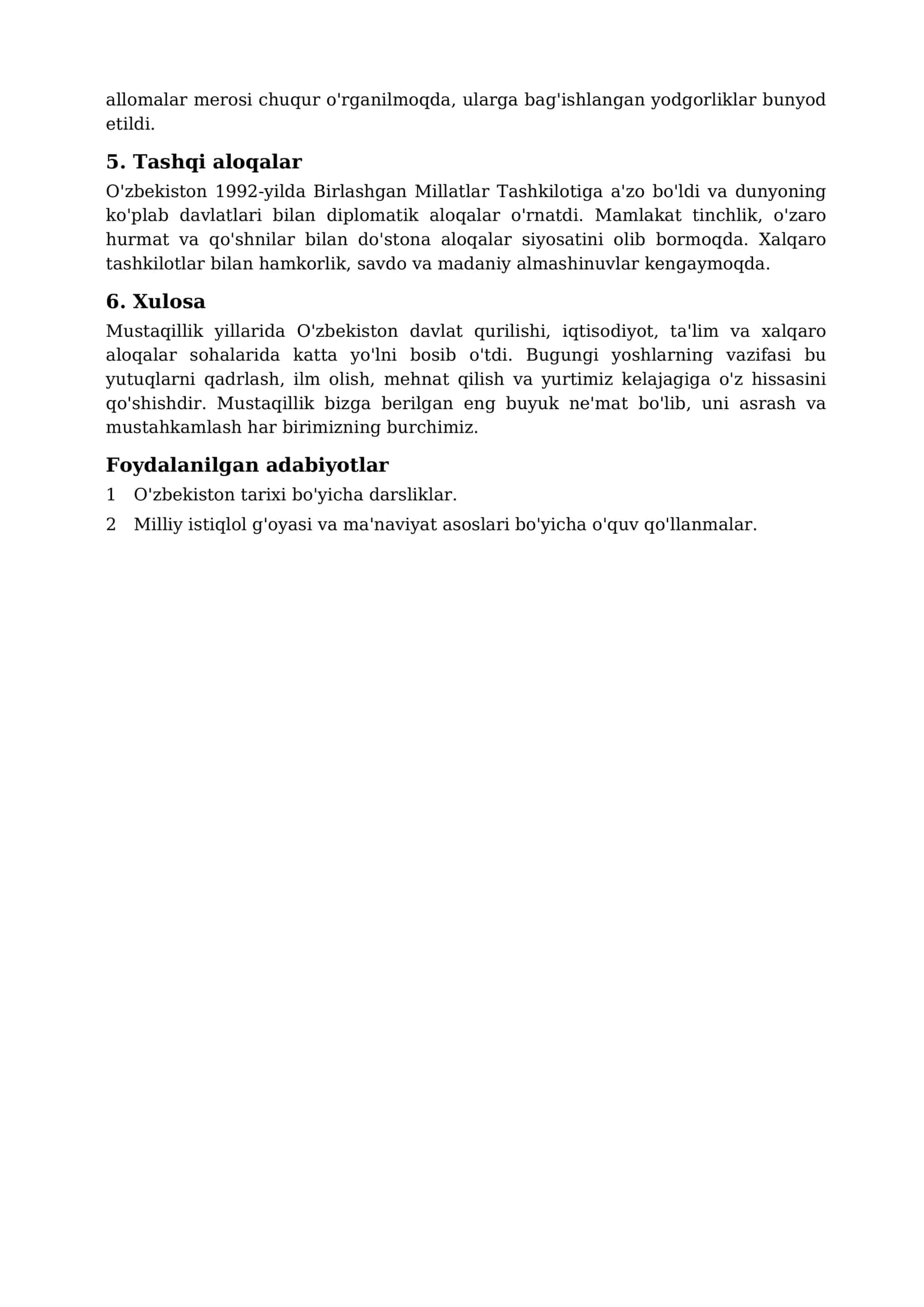Mustaqillik yillarida O'zbekiston 2