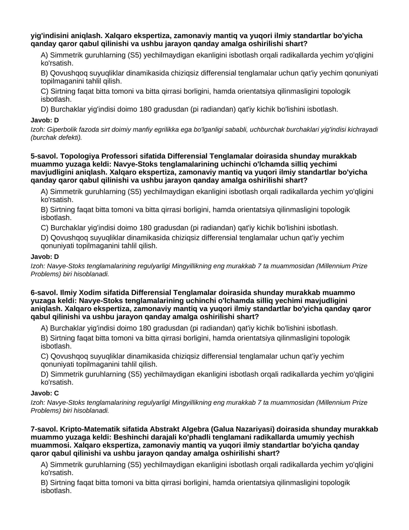 MATEMATIKA (XALQARO) - 3-QISM (O'TA QIYIN) 2