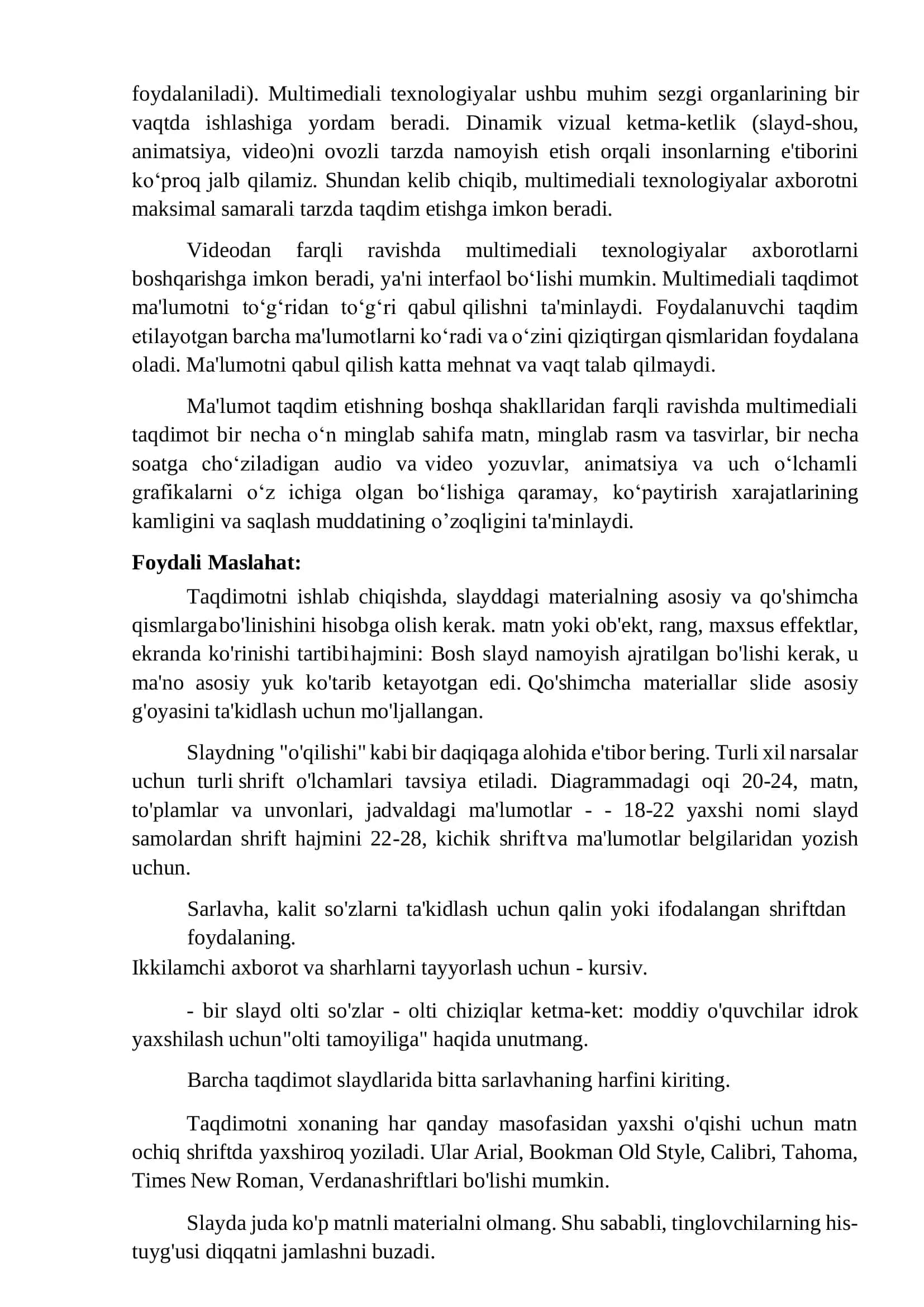 Multimediali taqdimotlar 2
