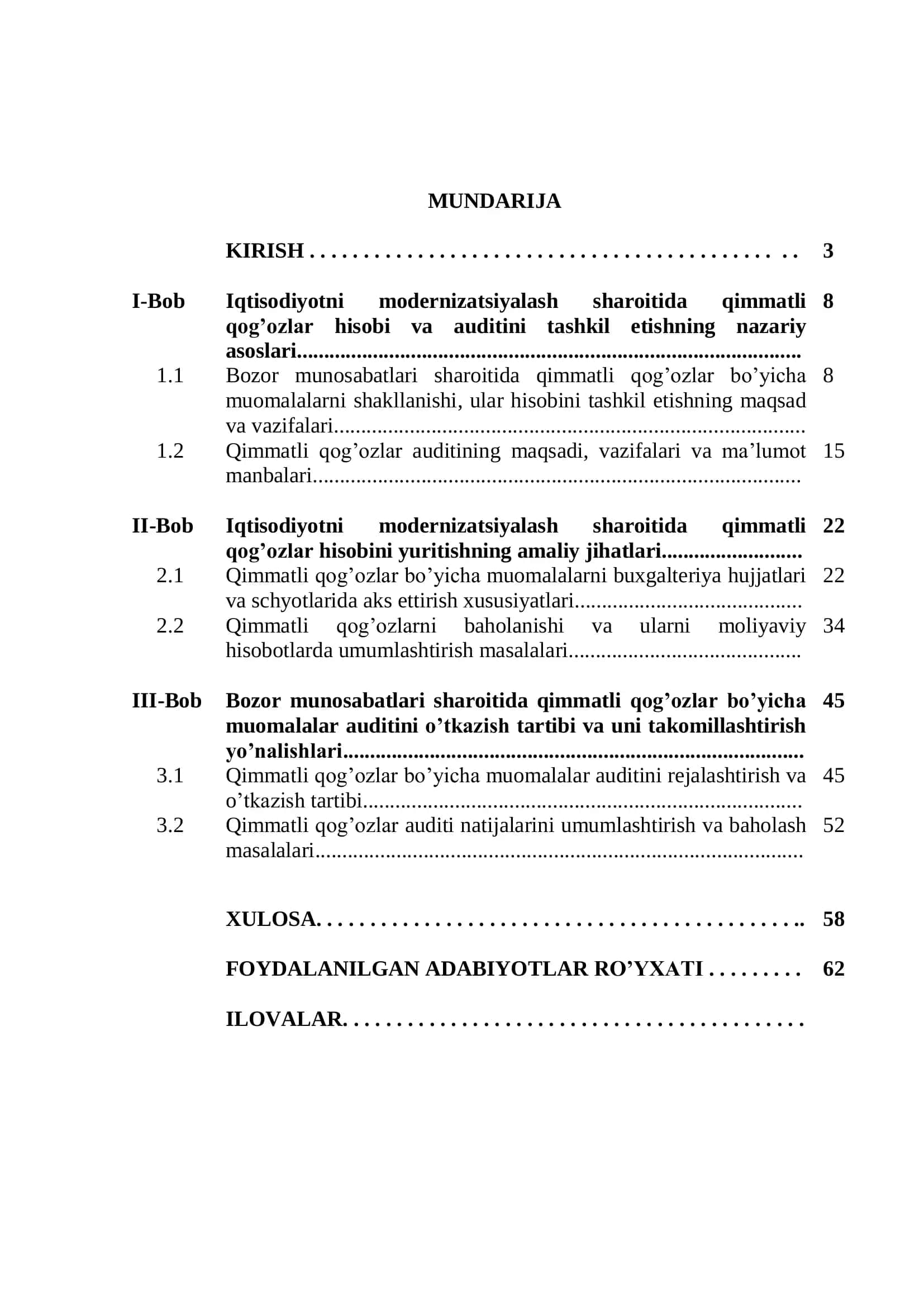 "Qimmatli qog'ozlar hisobi va auditining nazariy asoslari" 2