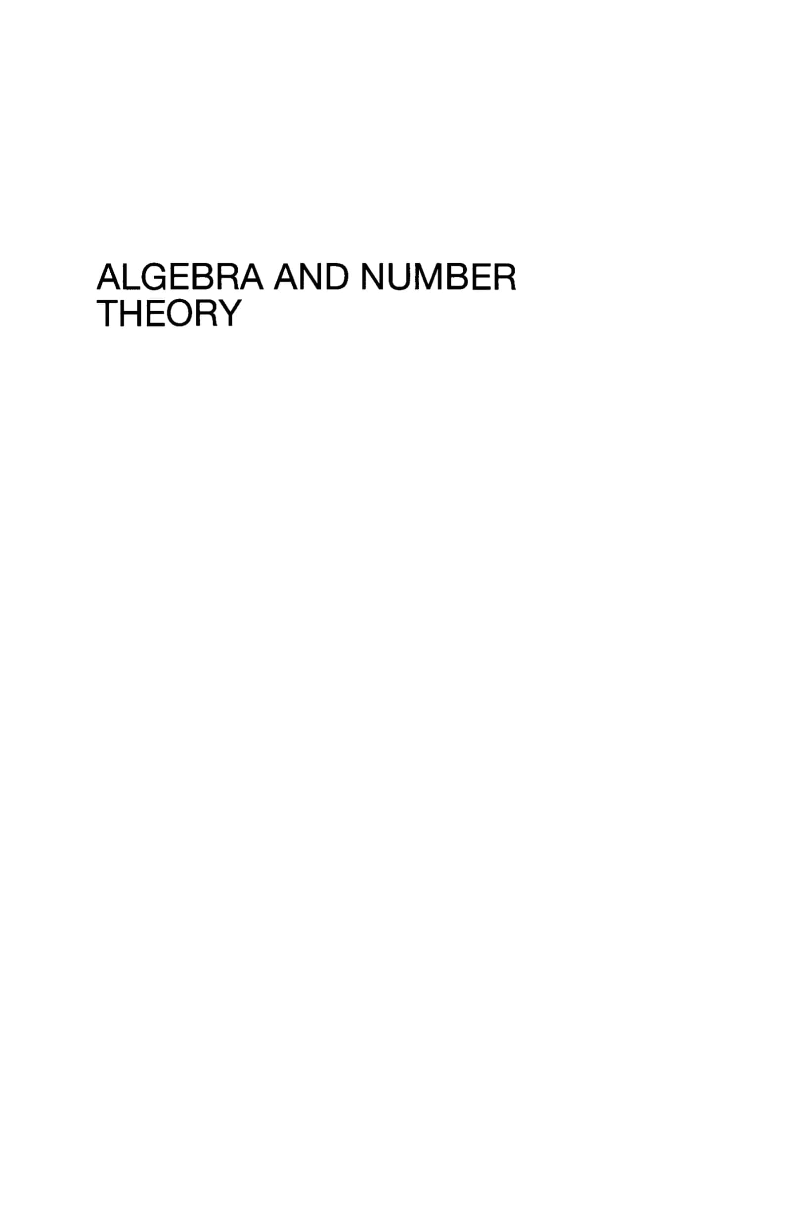 ALGEBRA AND NUMBER THEORY 2