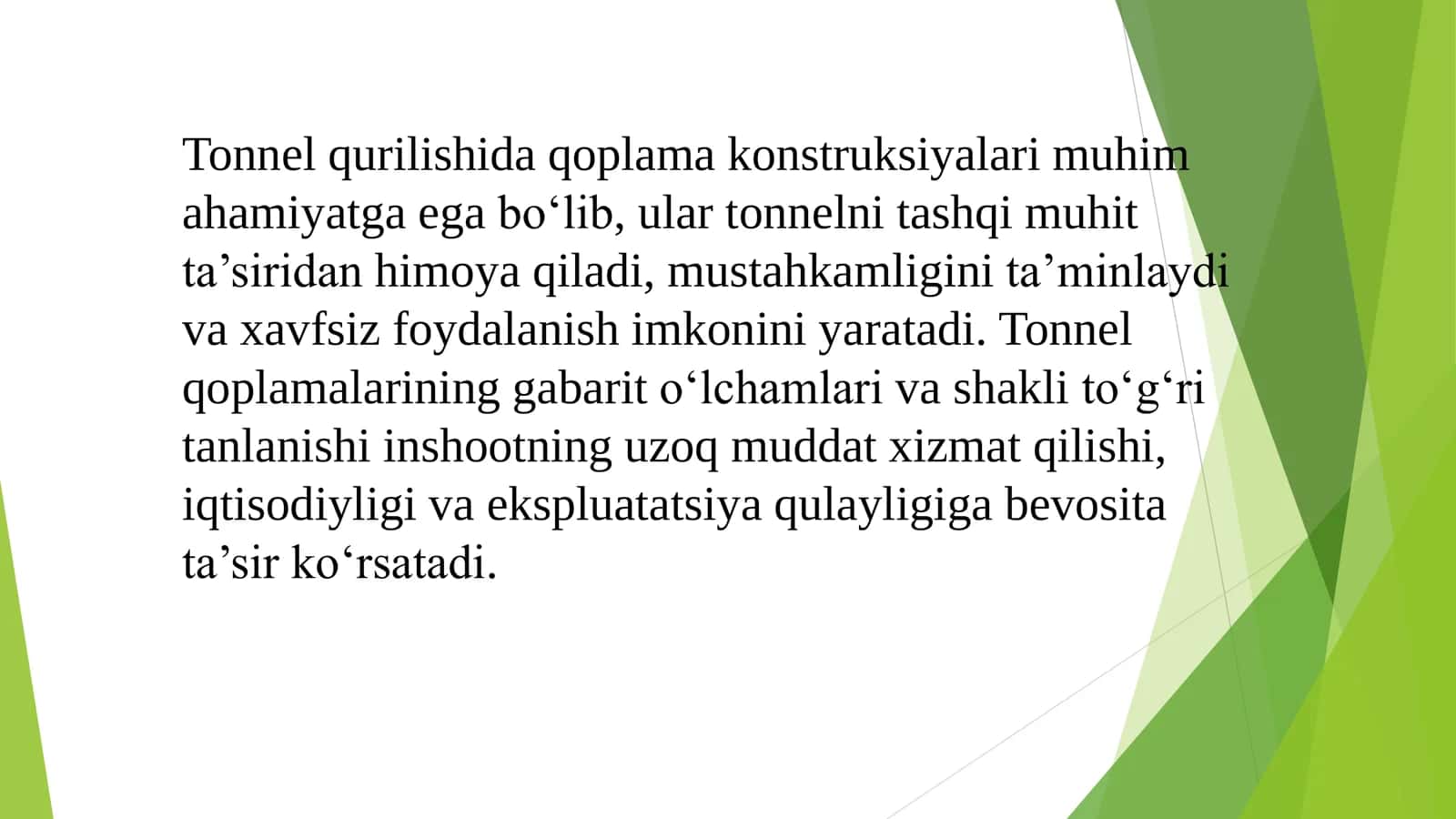 Tonnel qoplamalarining gabaritlari va ko‘rinish shakllari 2
