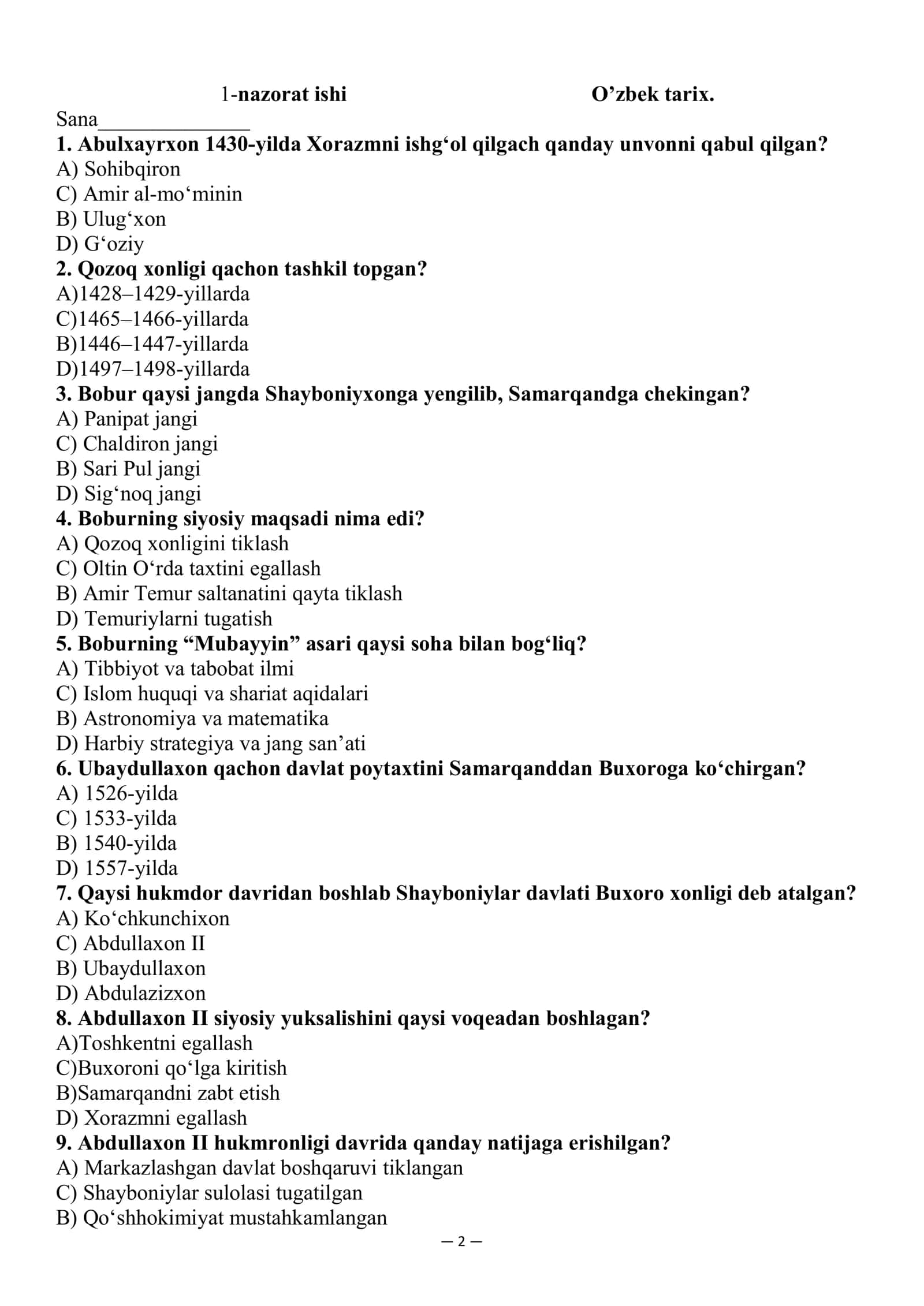 NAZORAT ISHI daftari 2