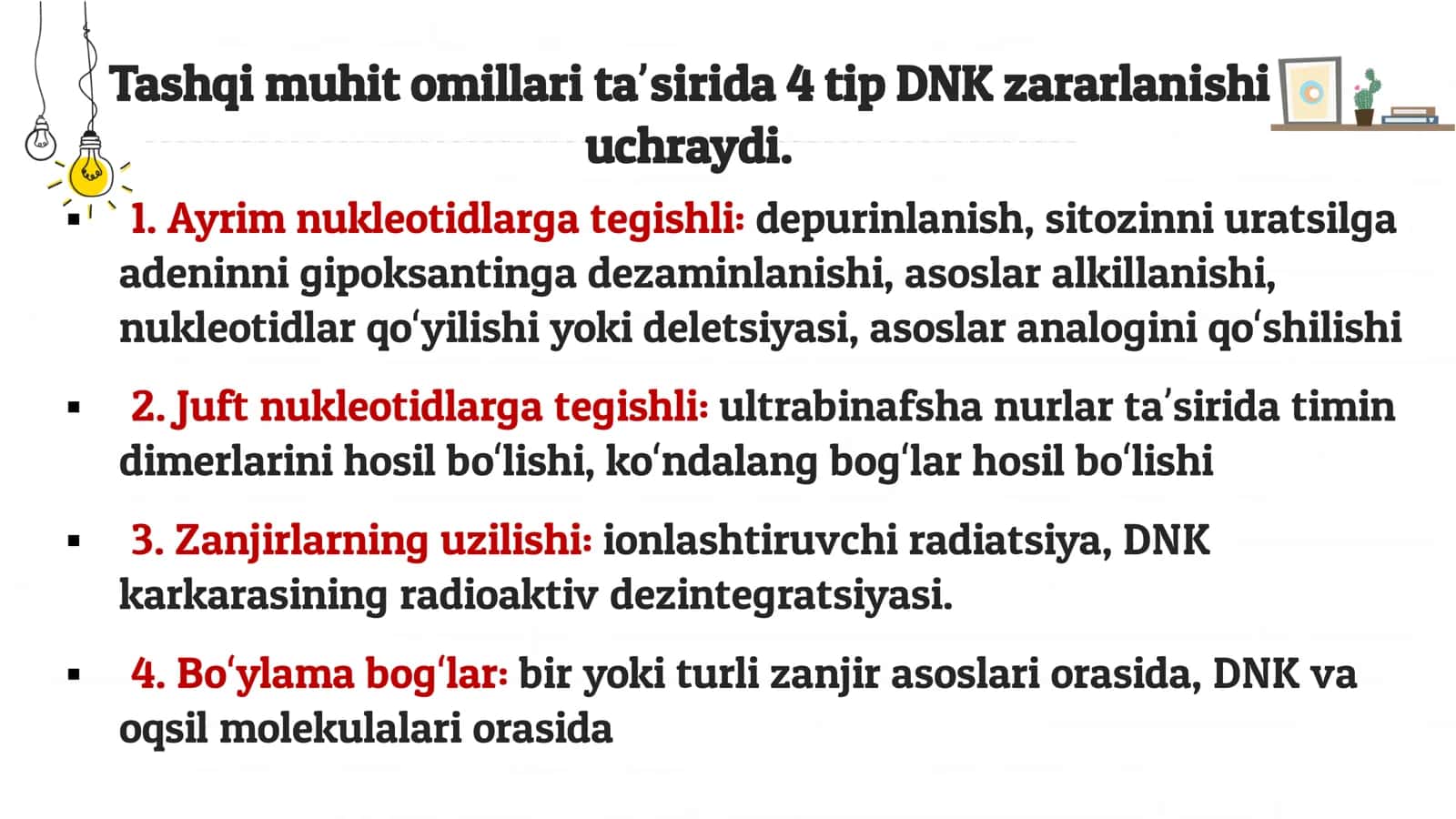 DNK shikastlanishi va reparatsiyasi 2