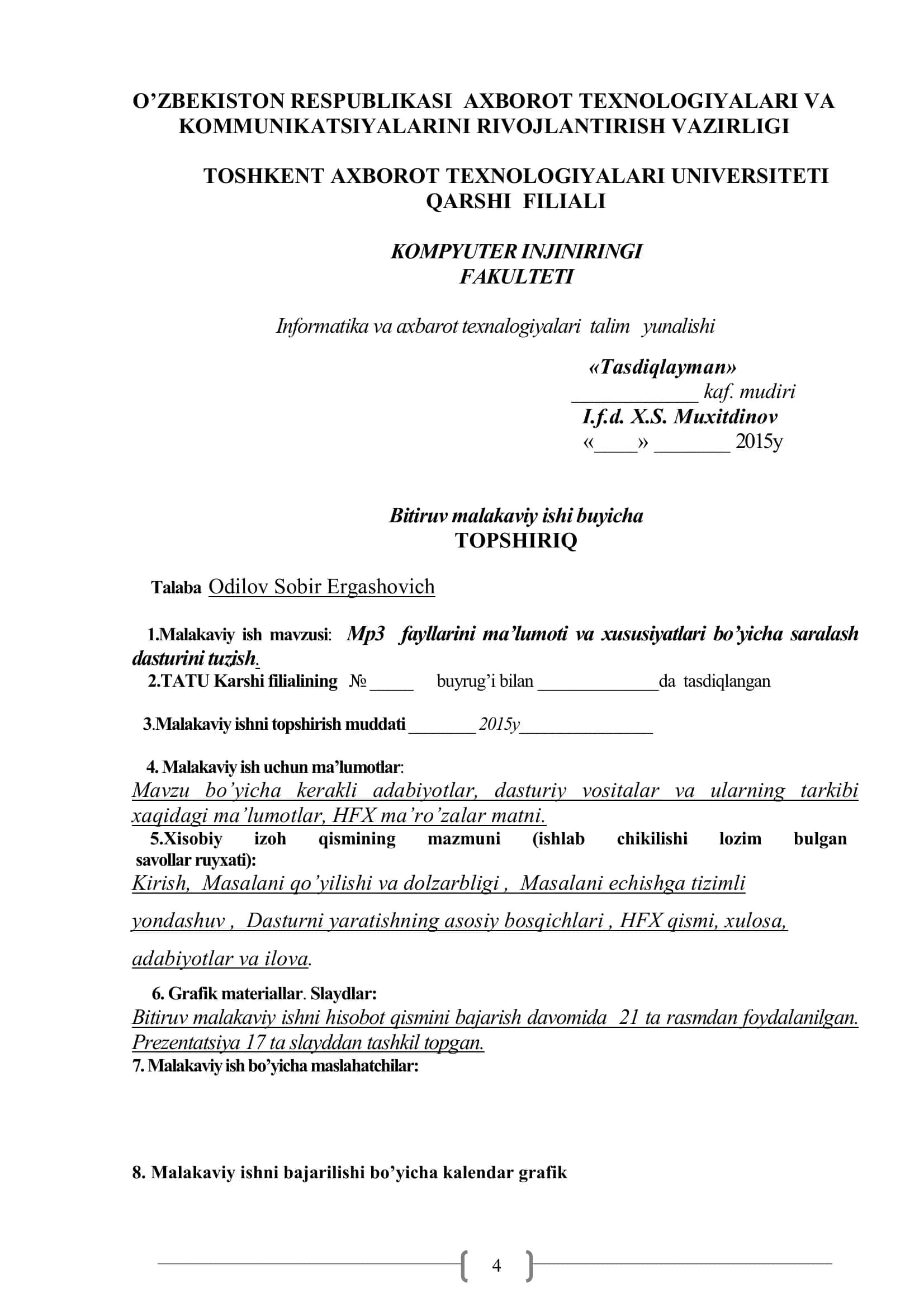 Mp3 fayllarini ma’lumoti va xususiyatlari bo’yicha saralash dasturini tuzish 2