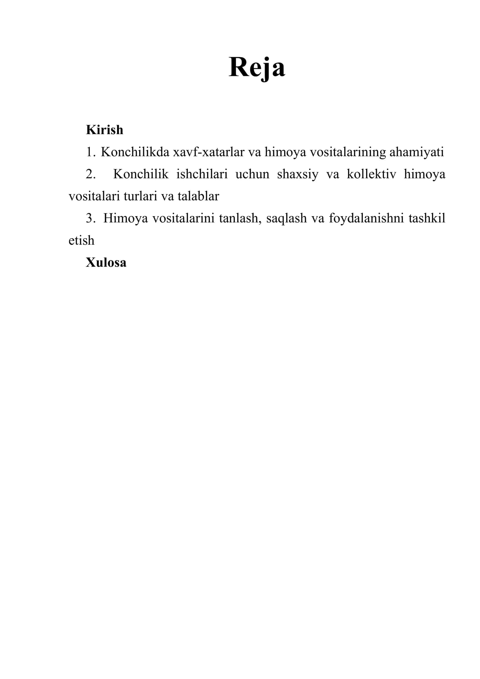 Konchilik Ishchilarni himoya vositalari bilan taminlash 2