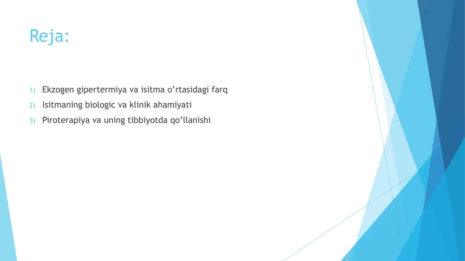 Ekzogen gipertermiya va isitma o’rtasidagi farq, piroterapiyadan foydalanish 2