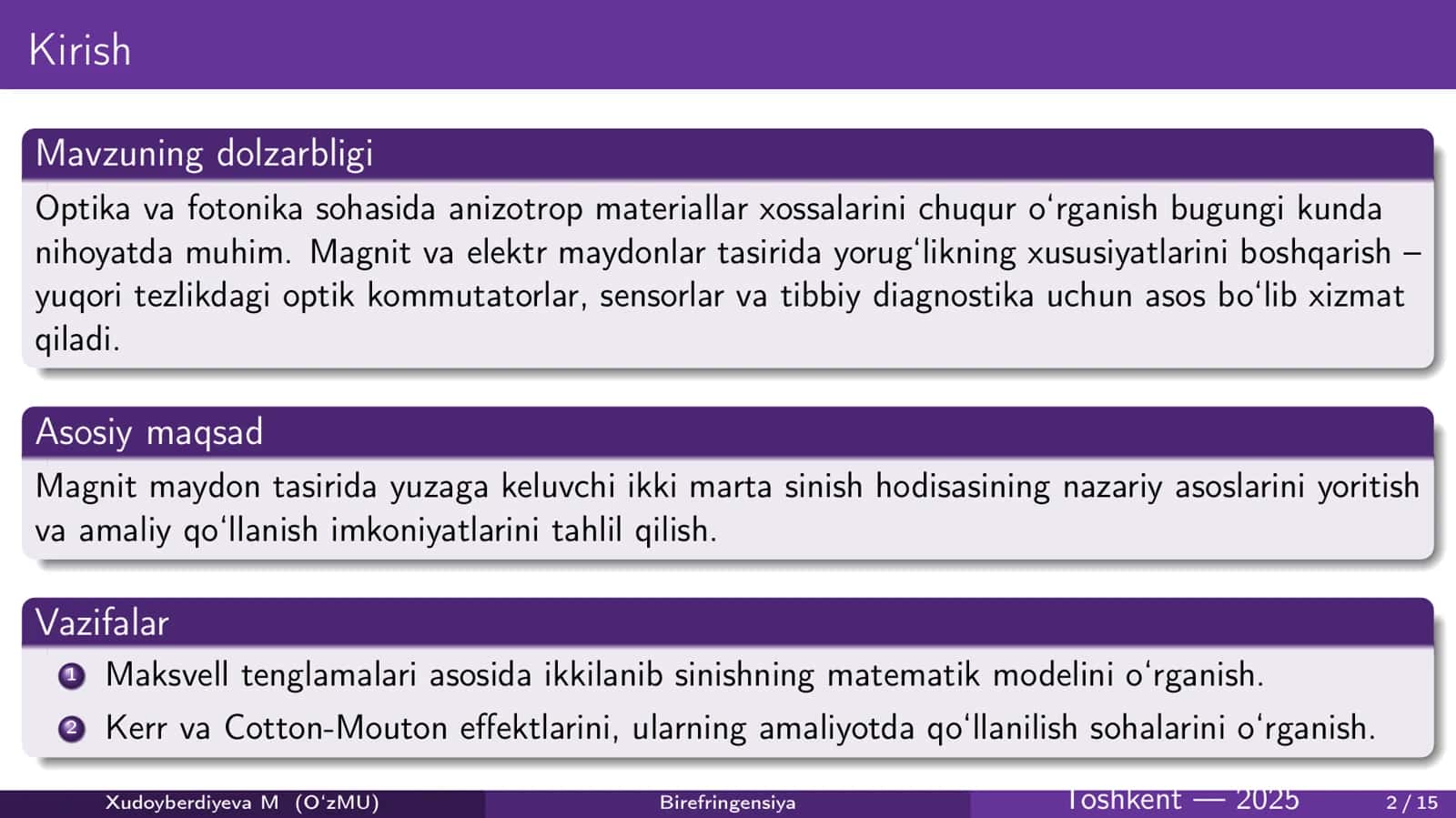 Yorug‘likning ikkilanib sinishi 2