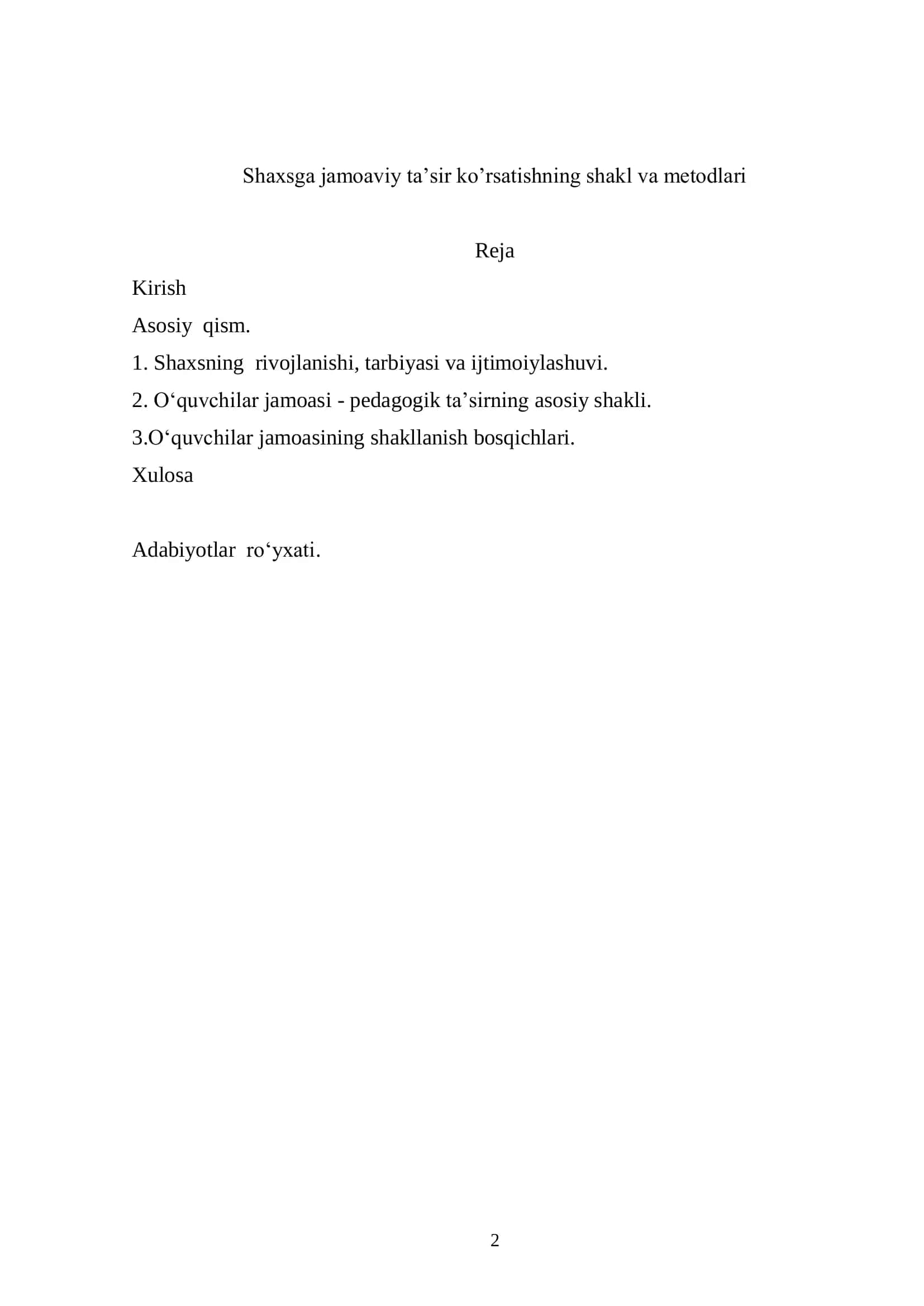 Shaxsga jamoaviy ta‟sir ko‟rsatishning shakl va metodlari 2