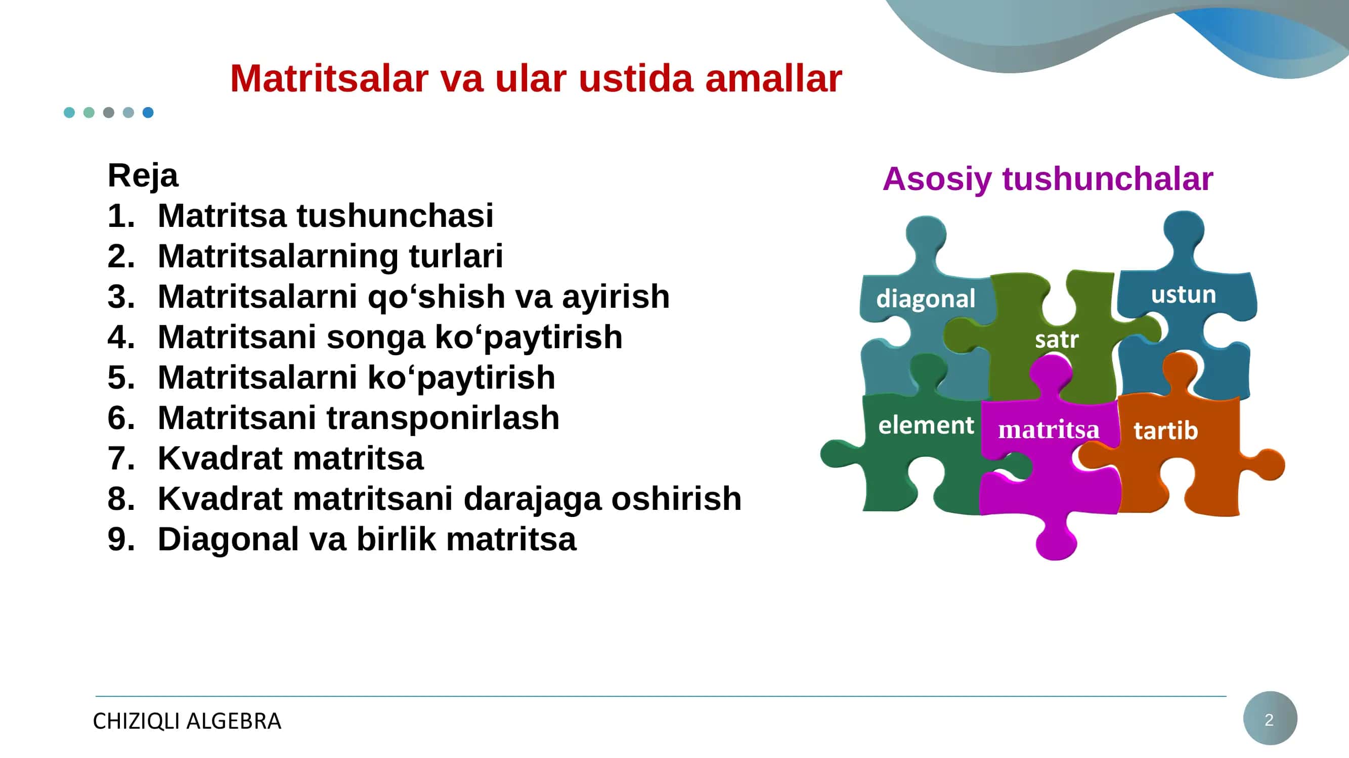 Matritsalar va Ular Ustida Amallar 2