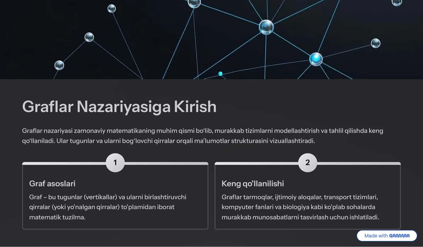 Graflarni Tasvirlash Usullari 2