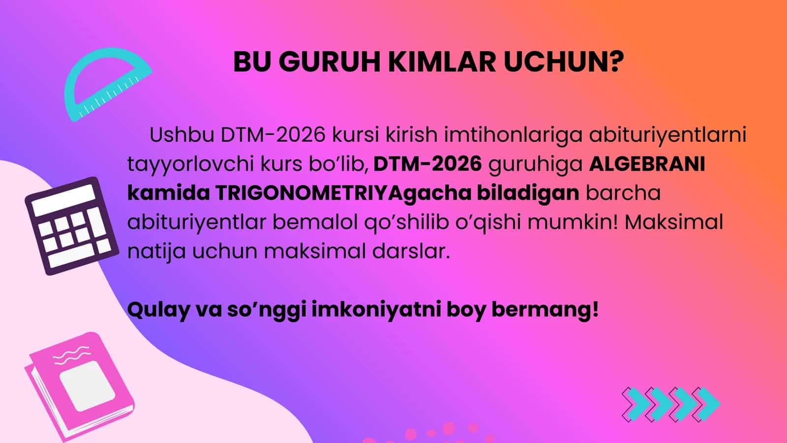 DTM-2026 ONLAYN matematika kursi 2