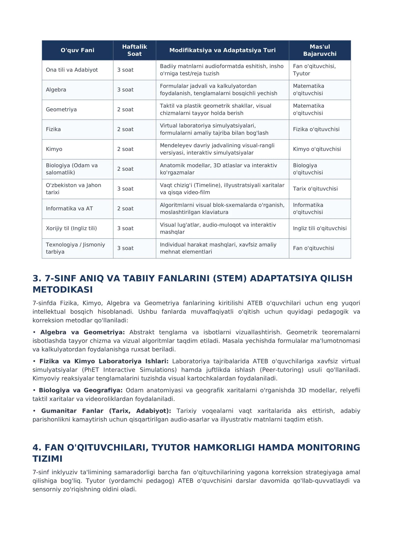 Aniq va tabiiy fanlar chuqurlashtiriladigan bosqichda ATEB o'quvchilari uchun korreksion-pedagogik hamrohlik va darslarni adaptatsiya qilish metodikasi 2