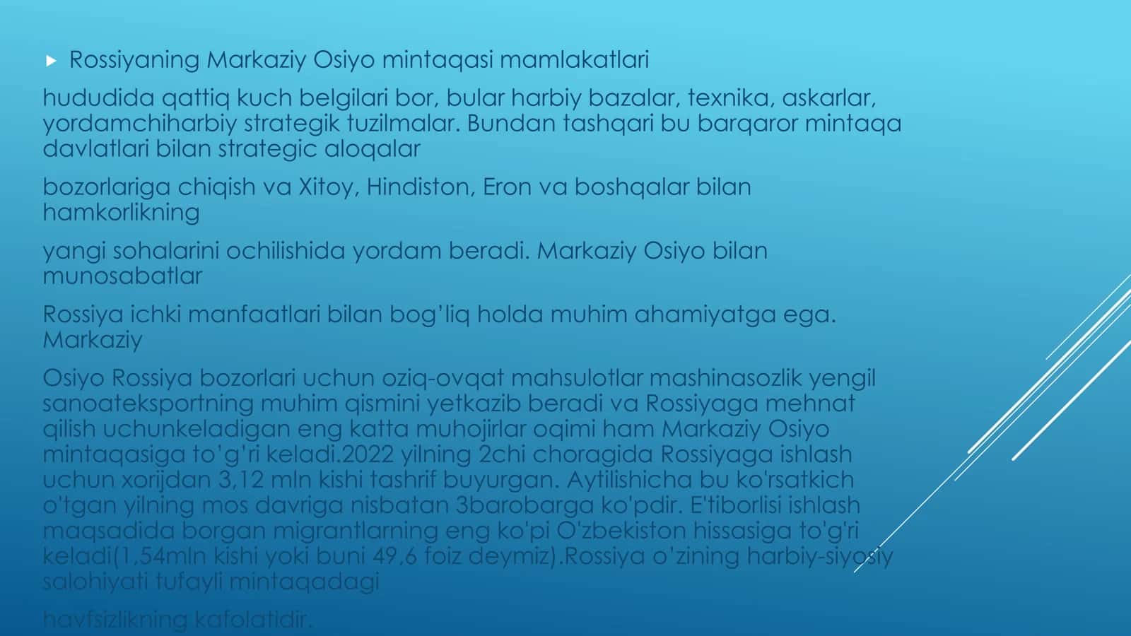Rossiyaning Markaziy Osiyo mintaqasidagi o'rni 2