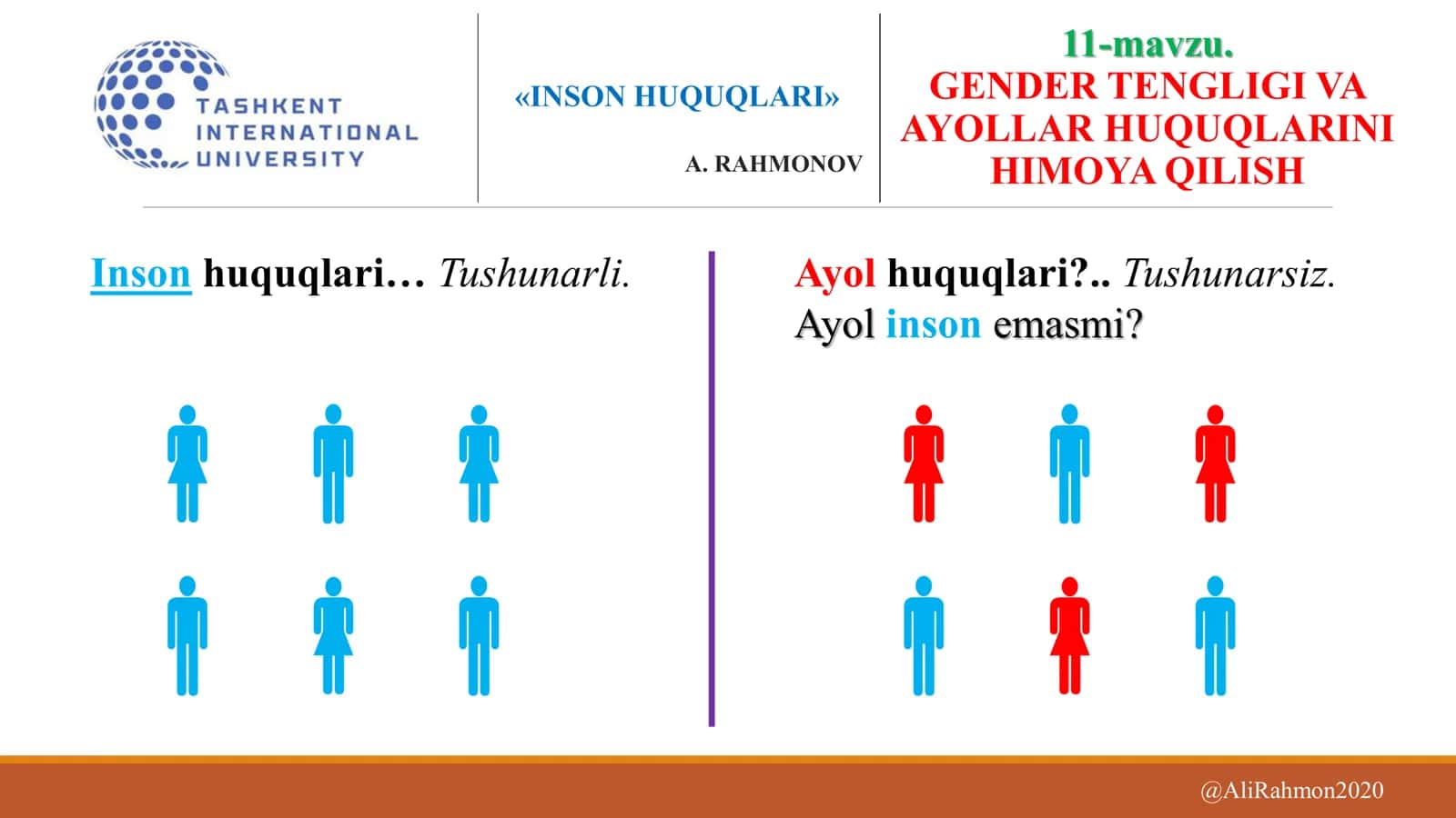 GENDER TENGLIGI VA AYOLLAR HUQUQLARINI HIMOYA QILISH 2