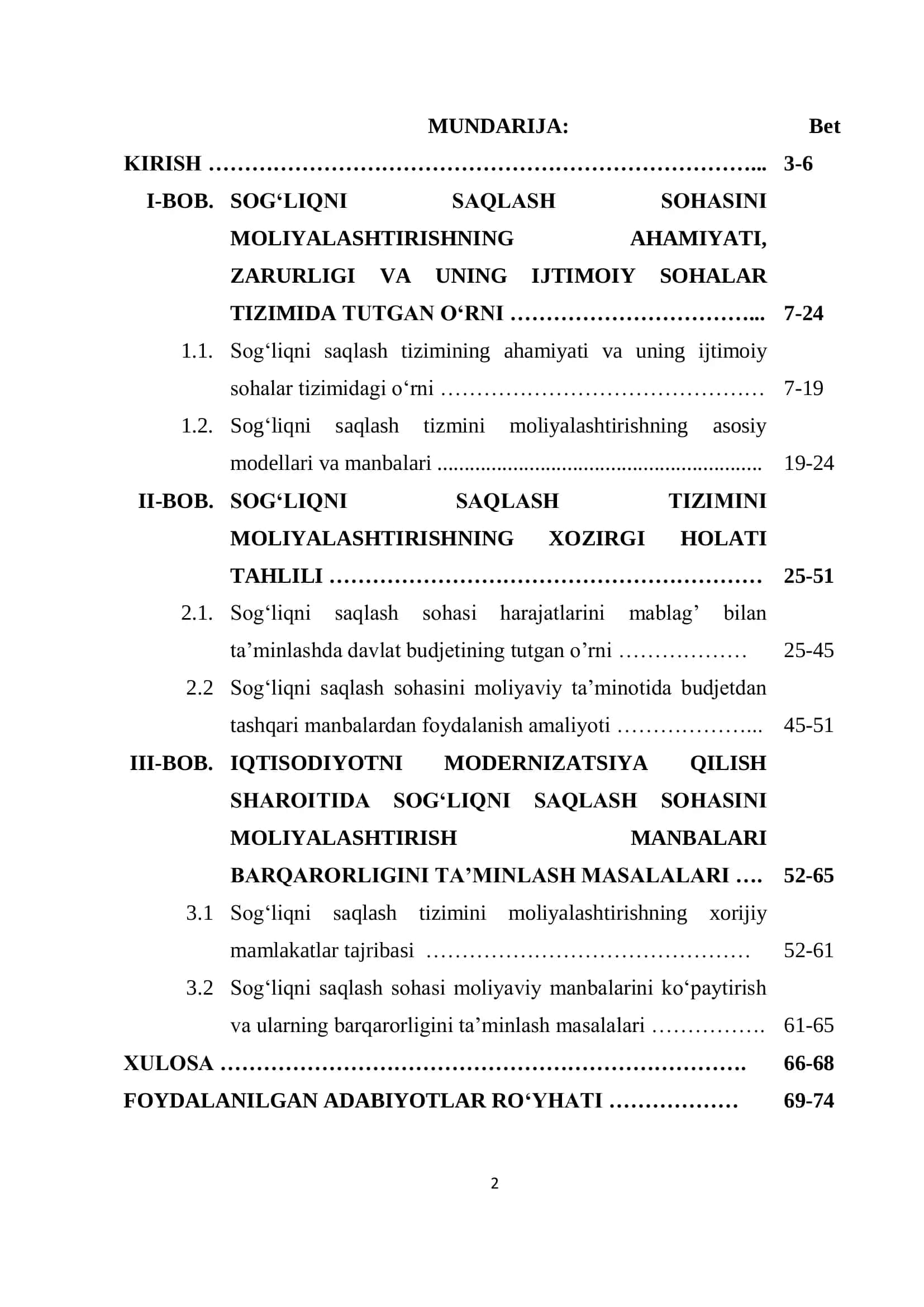 Barqaror rivojlanish uchun pensiya ishi va sog'liqni saqlash tizimini optimallashtirish manbalari bo 2