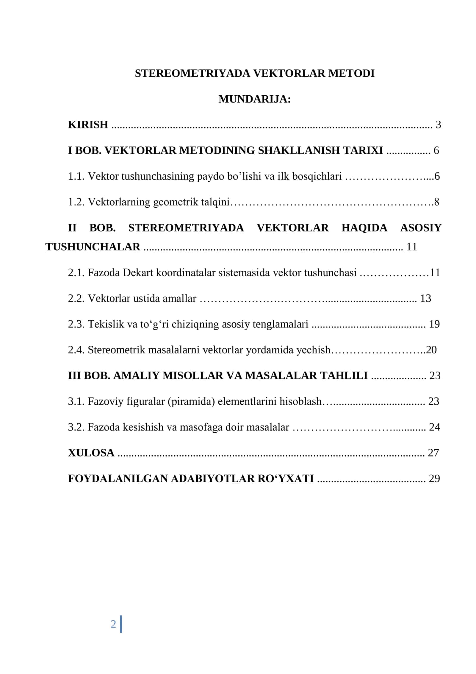Stereometriyada vektorlar metodi 2