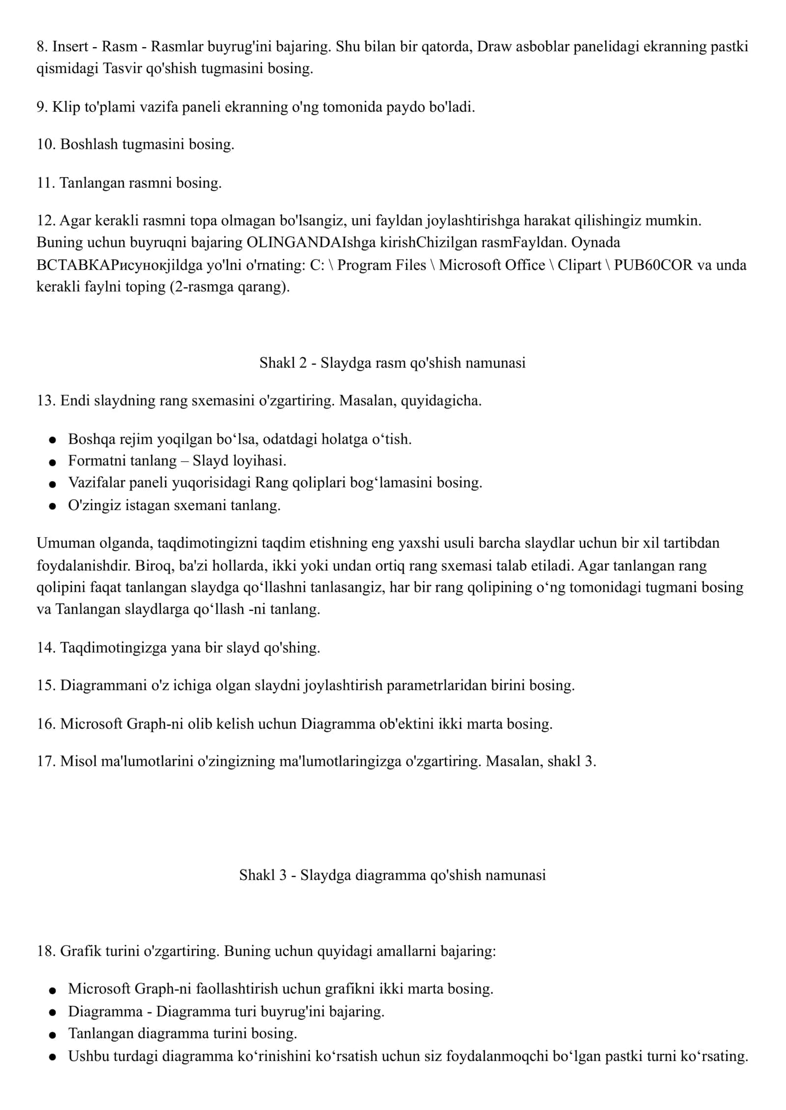 PowerPoint dasturida taqdimotlarini yaratish. 2