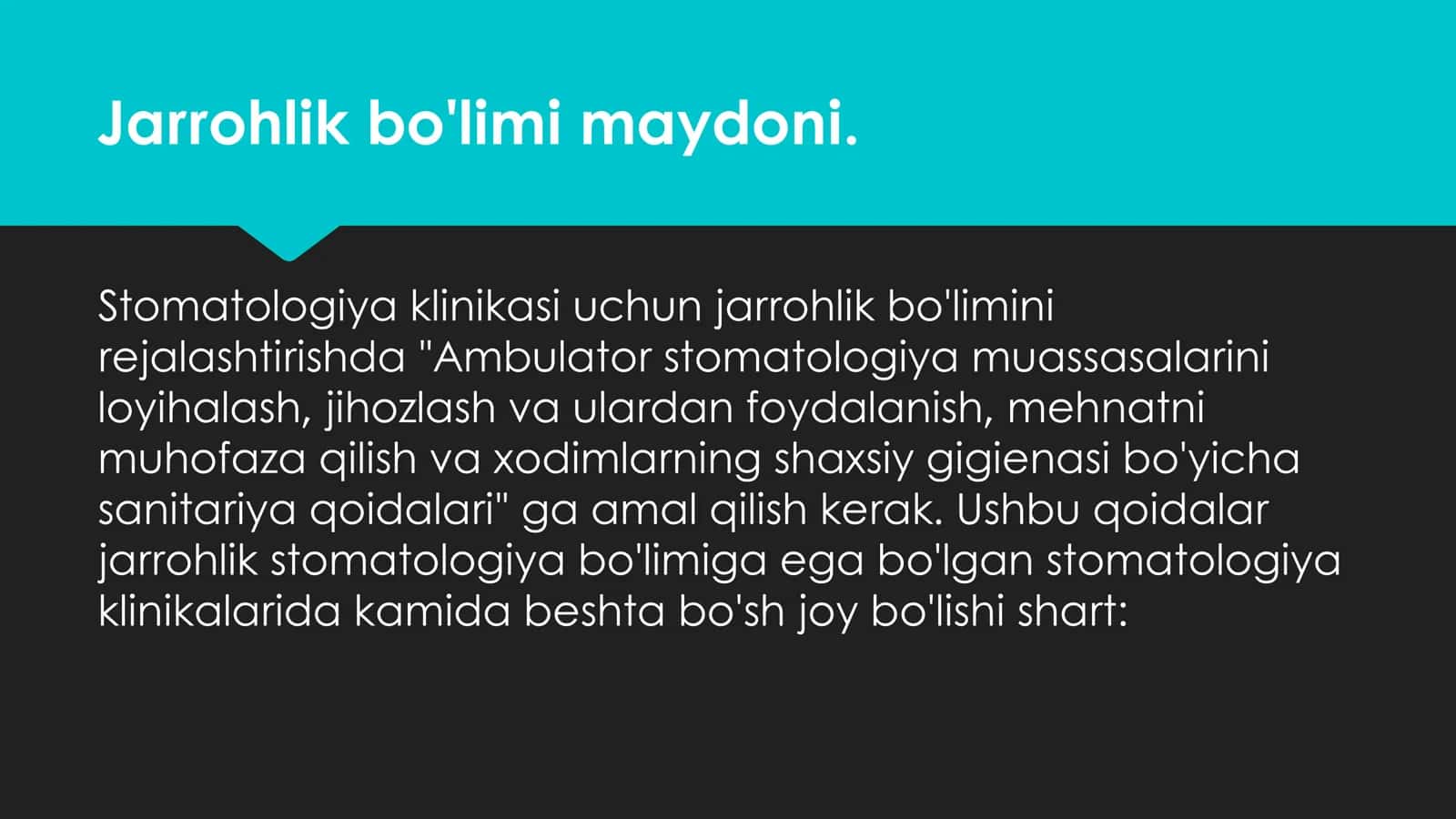 Stomatologiyada Xirurgiya boʻlimi haqida 2