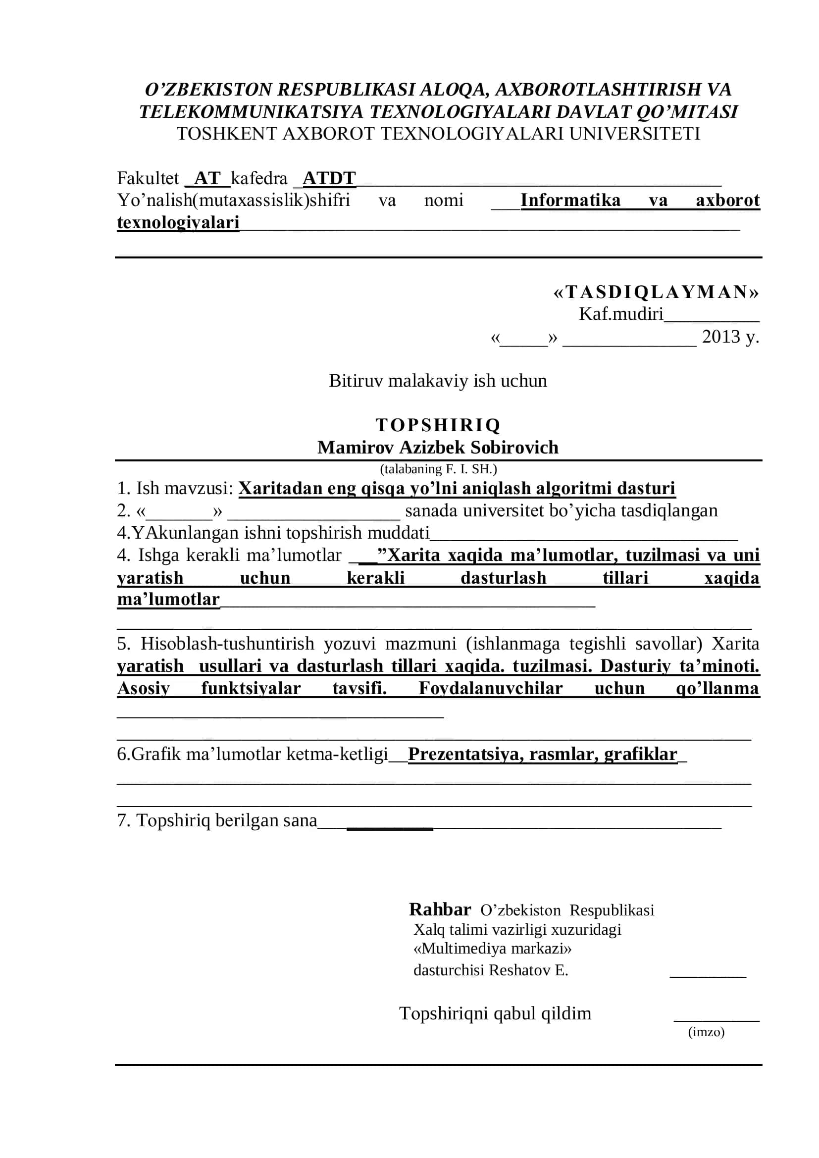 Хaritadan eng qisqa yo’lni aniqlash algоritmi dasturi 2
