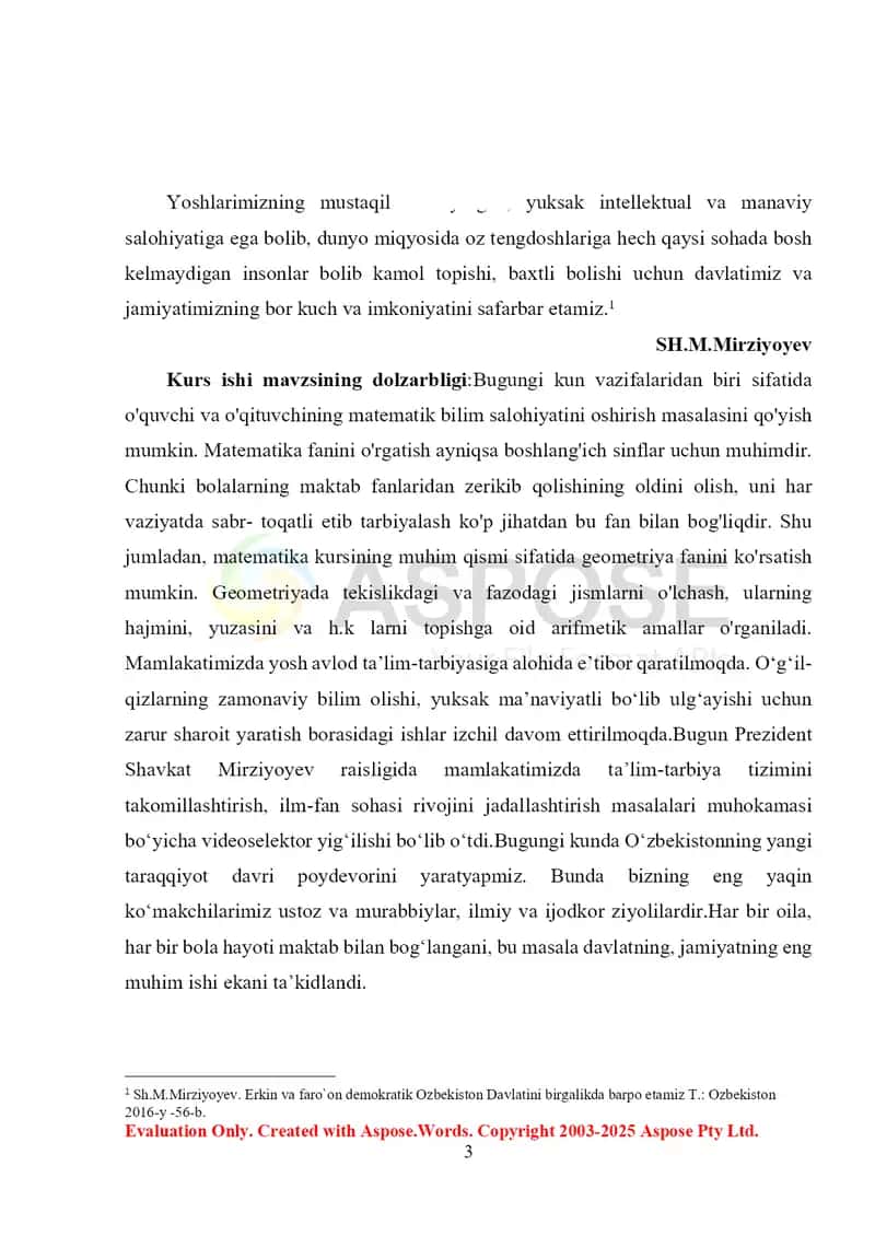 Boshlang‘ich sinflarda fazoviy shakllarni o‘rgatish metodikasi 2