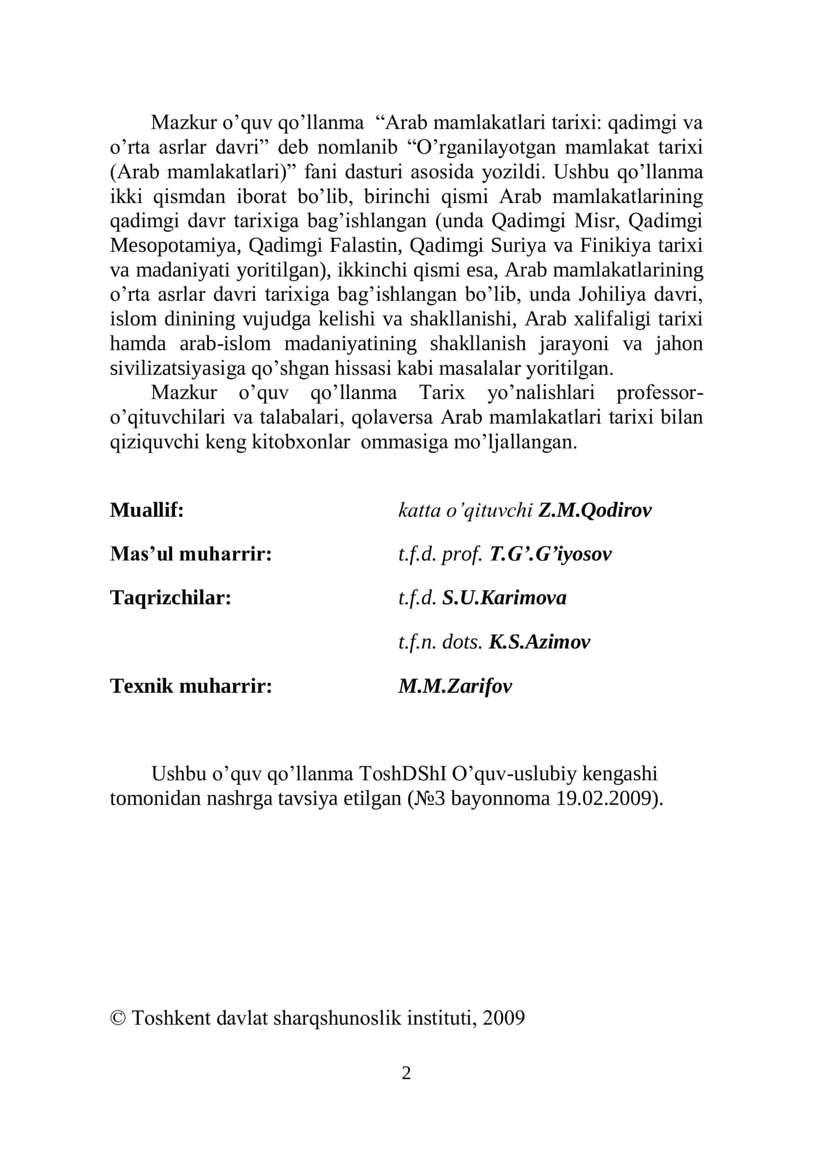 Arab Mamlakatlari Tarixi 2