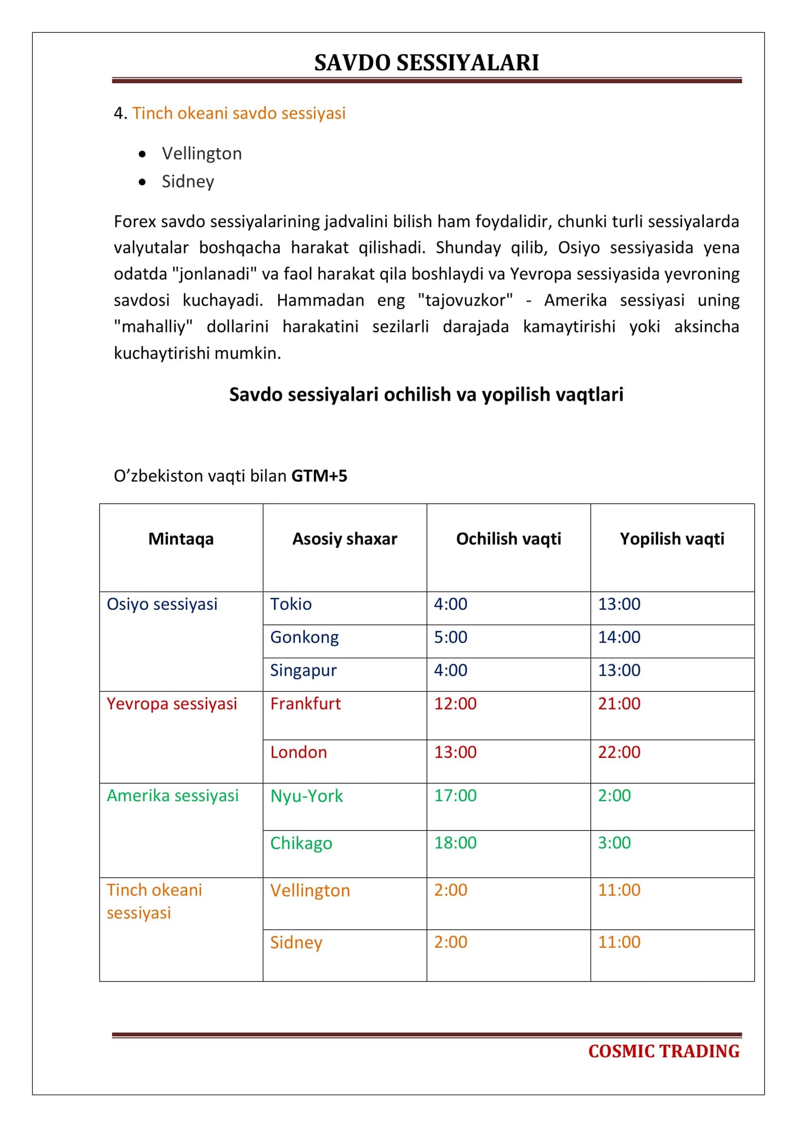 SAVDO SESSIYALARI 2