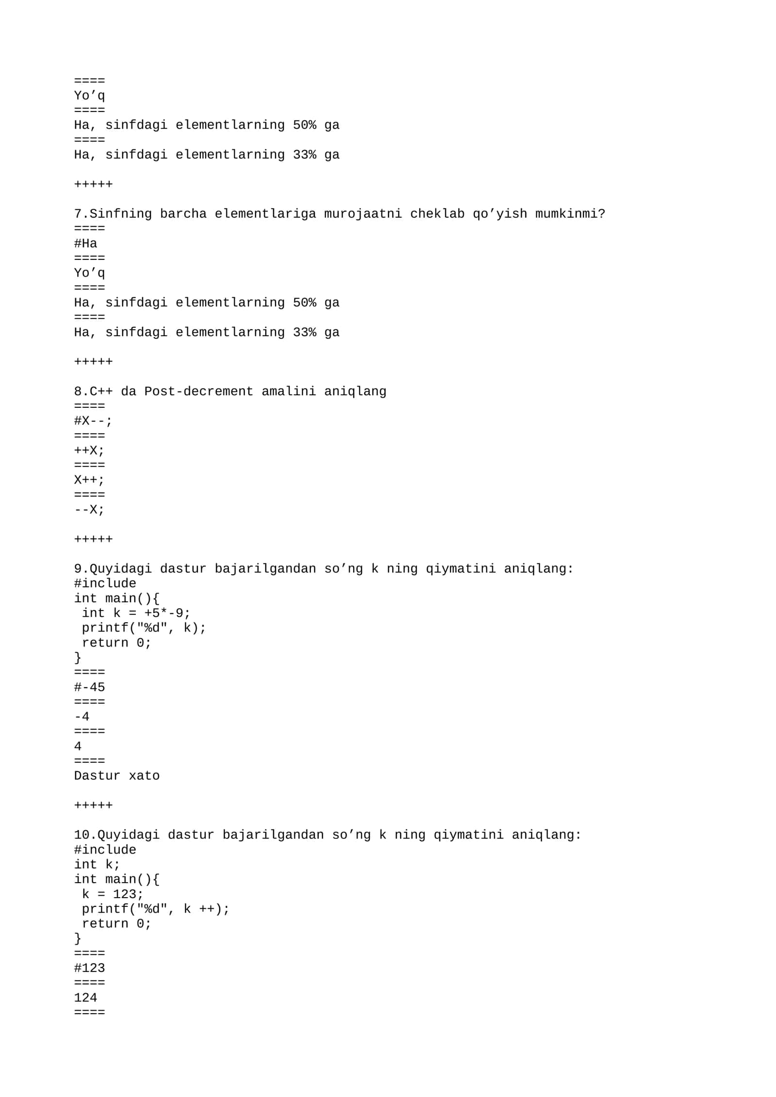 yakuniy test 2