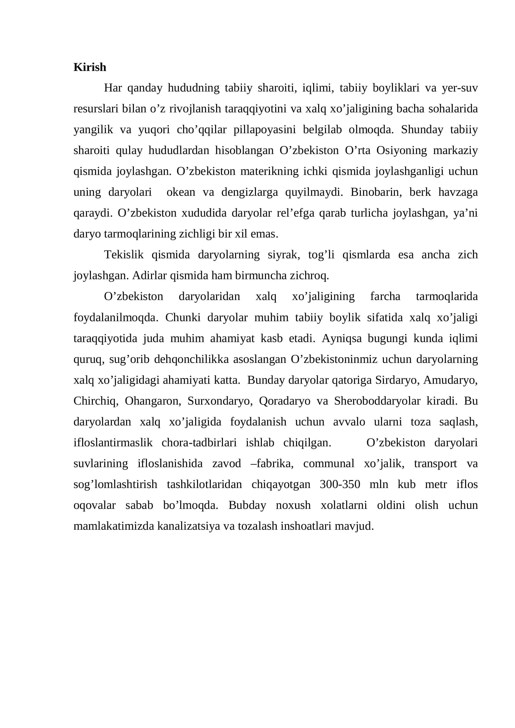 O’zbekiston daryolari va xalq xo’jaligidagi ahamiyati 2