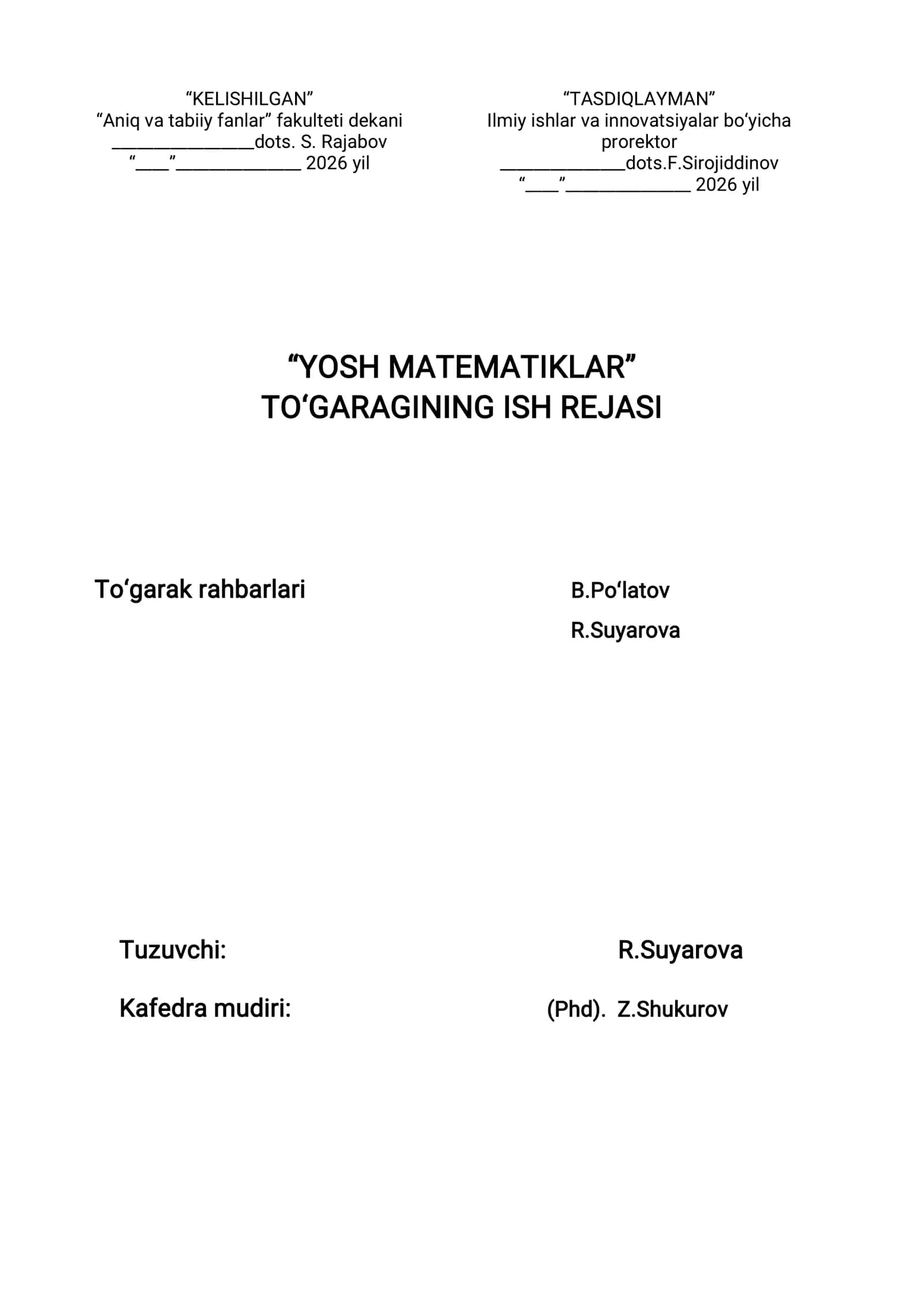 YOSH MATEMATIKLAR TO‘GARAGINING ISH REJASI 2