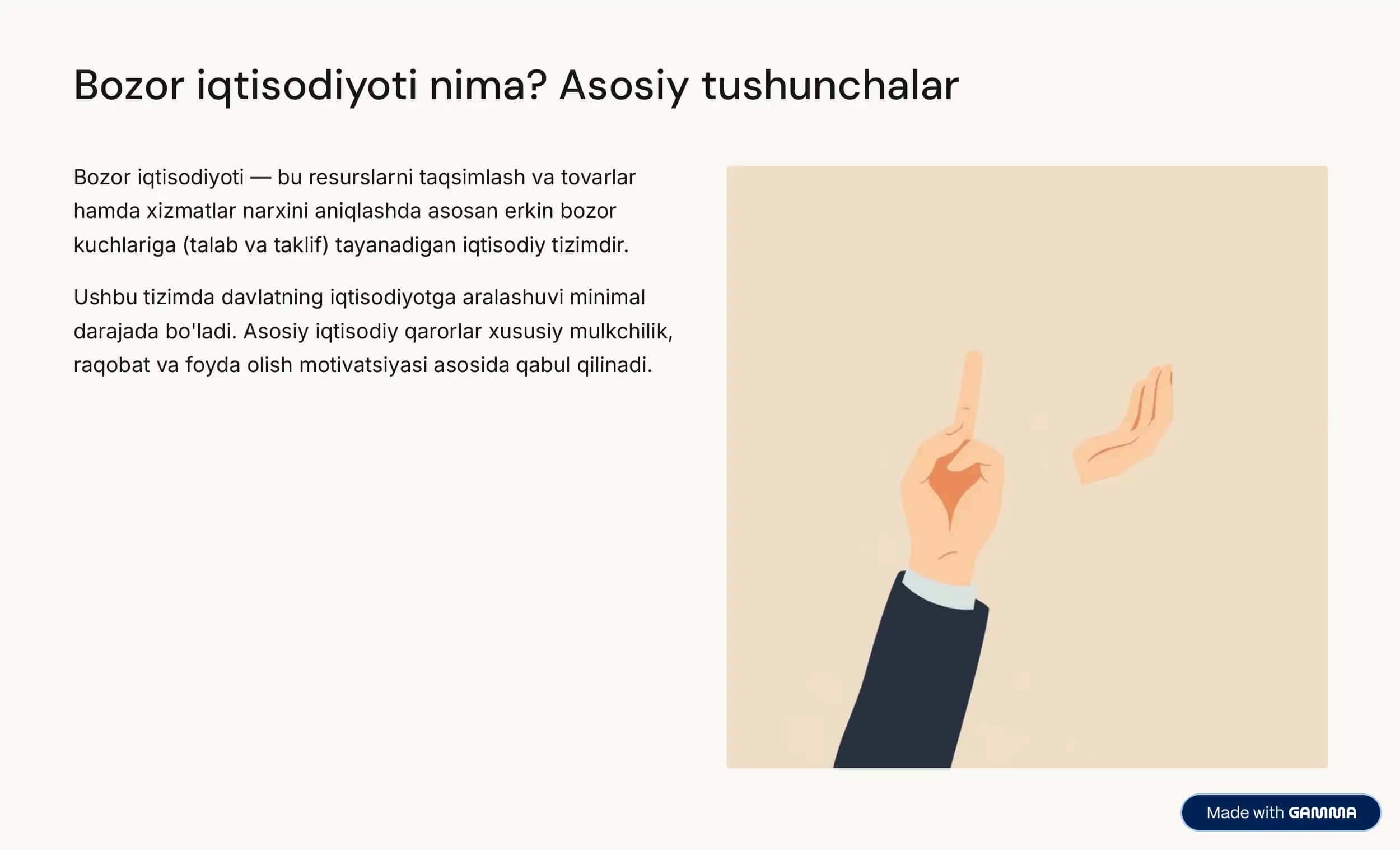 Bozor iqtisodiyotining mazmuni va amal qilishi 2