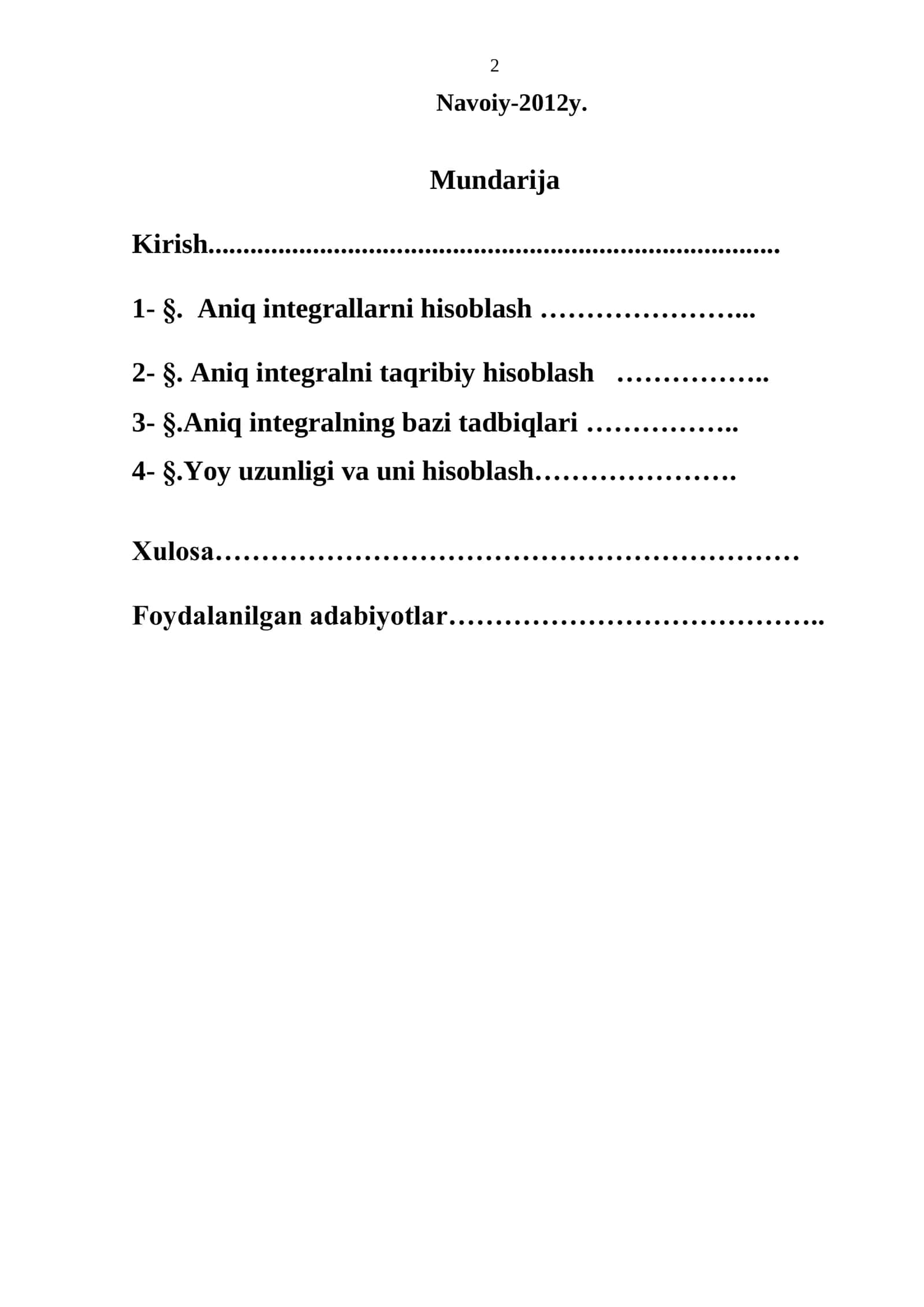 Aniq integralni taqribiy  hisoblash va uning tadbiqlari 2