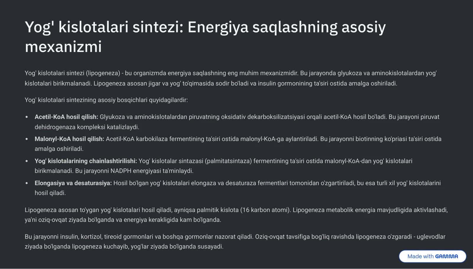 Yog'larning oraliq almashinuvi: Keng qamrovli tushuncha 2